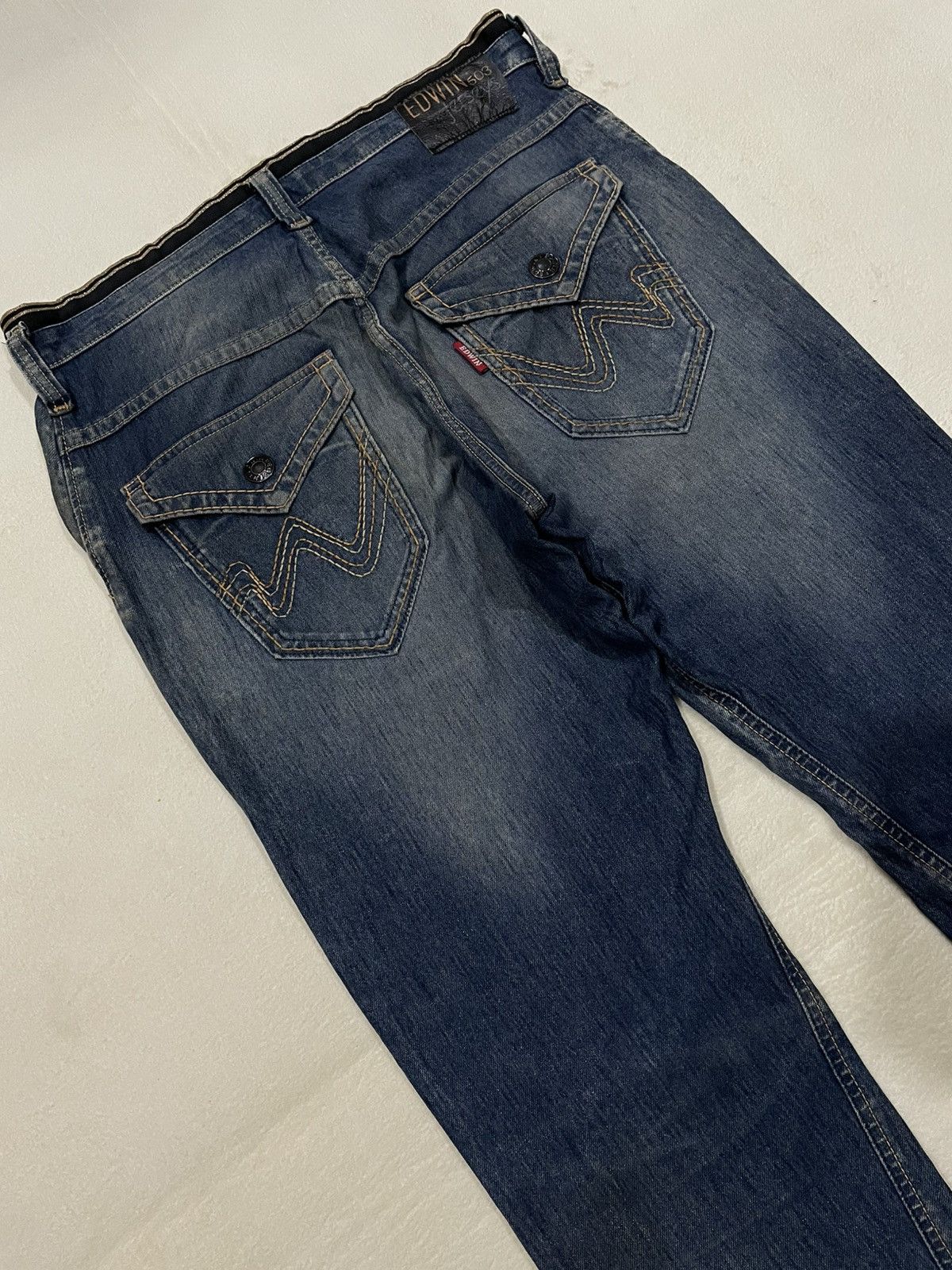 Edwin Vintage Edwin 503 Jerseys Twist Leg Distressed Denim Jeans Size US 35 - 15 Thumbnail