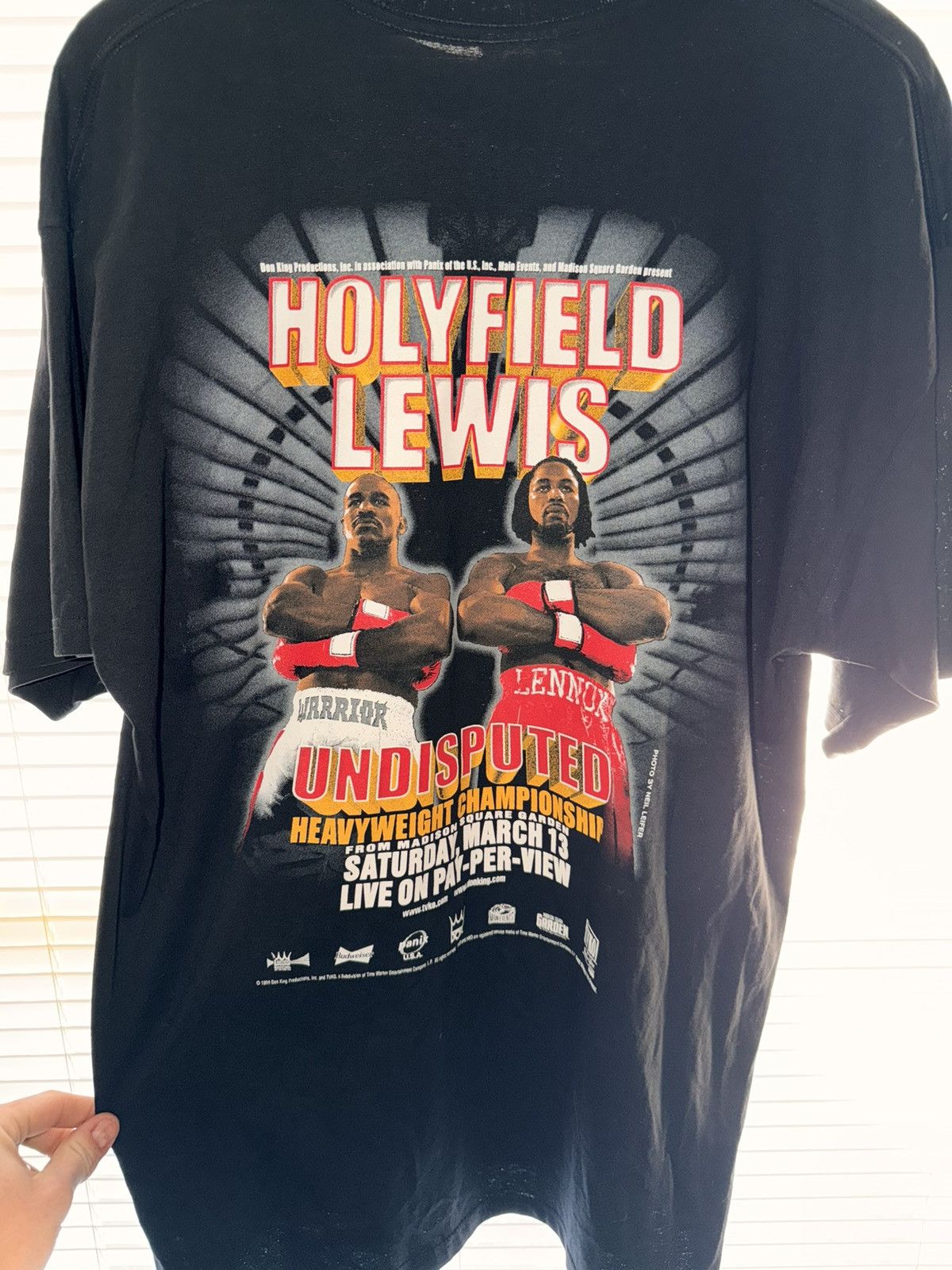 Rap Tees Vintage 1999 Holyfield Vs Lewis Boxing Promo tee Size US XL / EU 56 / 4 - 1 Thumbnail