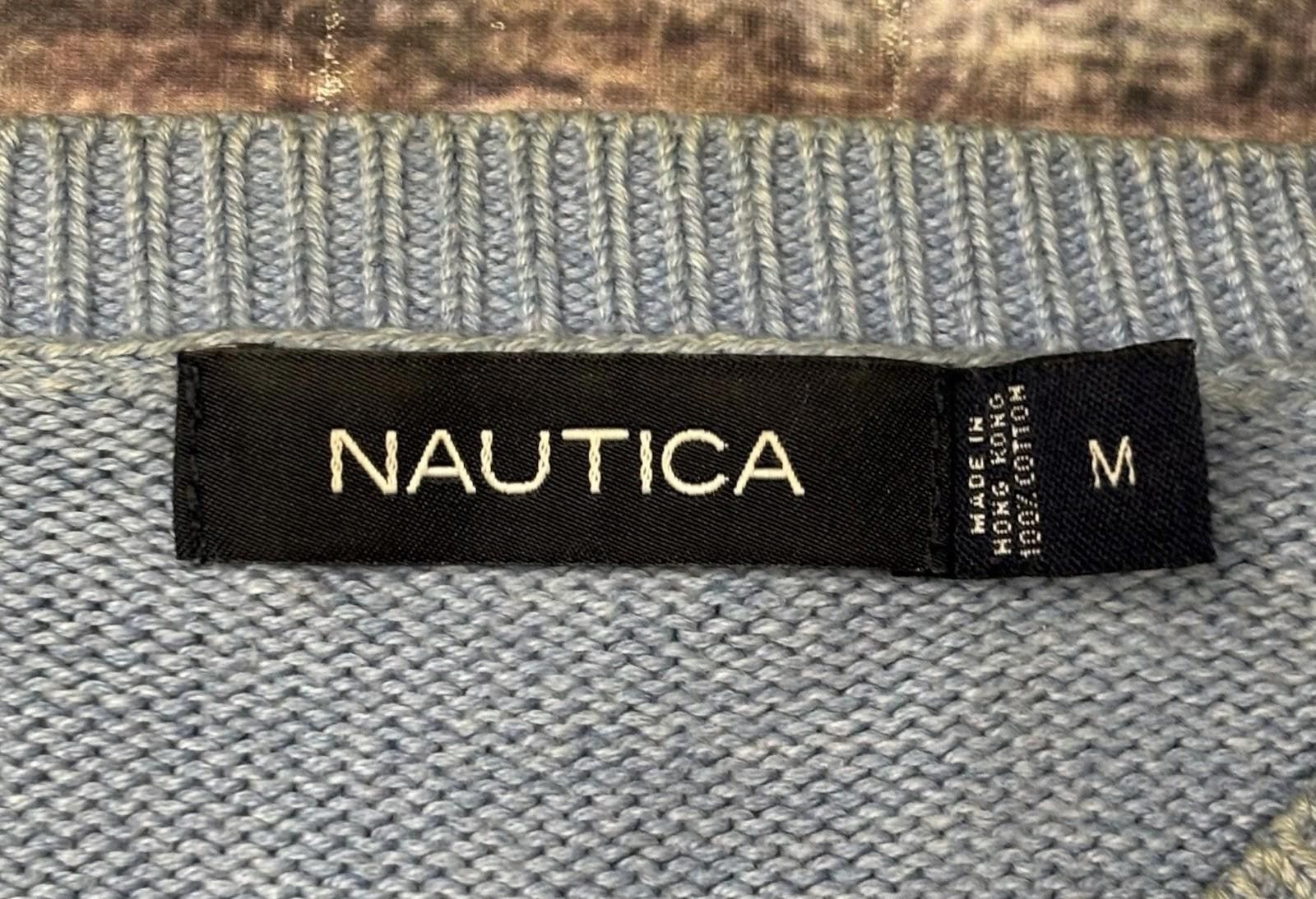 Nautica VTG Nautica Sweater Mens Medium Blue Striped Knit Cotton Y2K Size US M / EU 48-50 / 2 - 2 Thumbnail