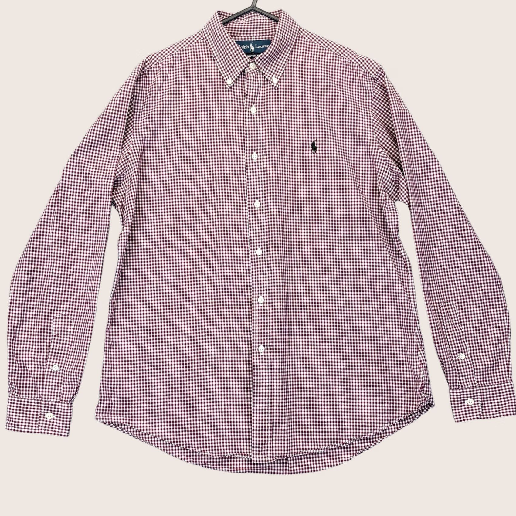 Ralph Lauren VINTAGE? No — Ralph Lauren Check Shirt Custom Fit Large Mens Red White Button Down Long Sleeve Casual Shirt Size US L / EU 52-54 / 3 - 1 Thumbnail