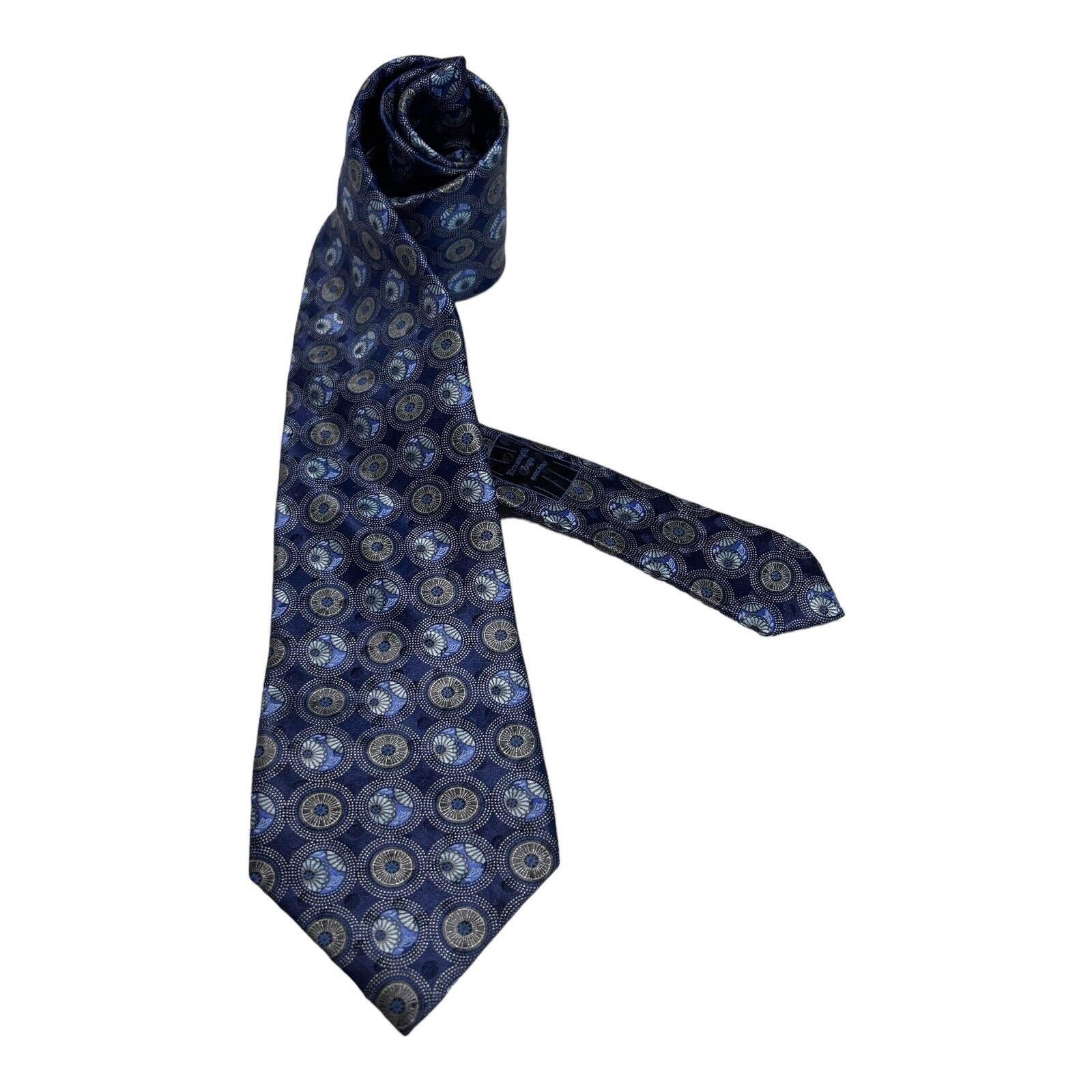 Ermenegildo Zegna ERMENEGILDO ZEGNA Blue Medallion Luxury Silk Tie Made In Ita Size ONE SIZE - 1 Thumbnail