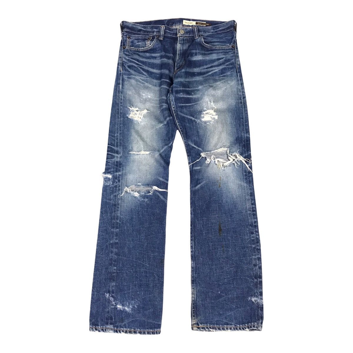 Japanese Brand DISTRESSED DENIM BACK NUMBER JAPAN JEANS PANTS Size US 31 - 1 Thumbnail