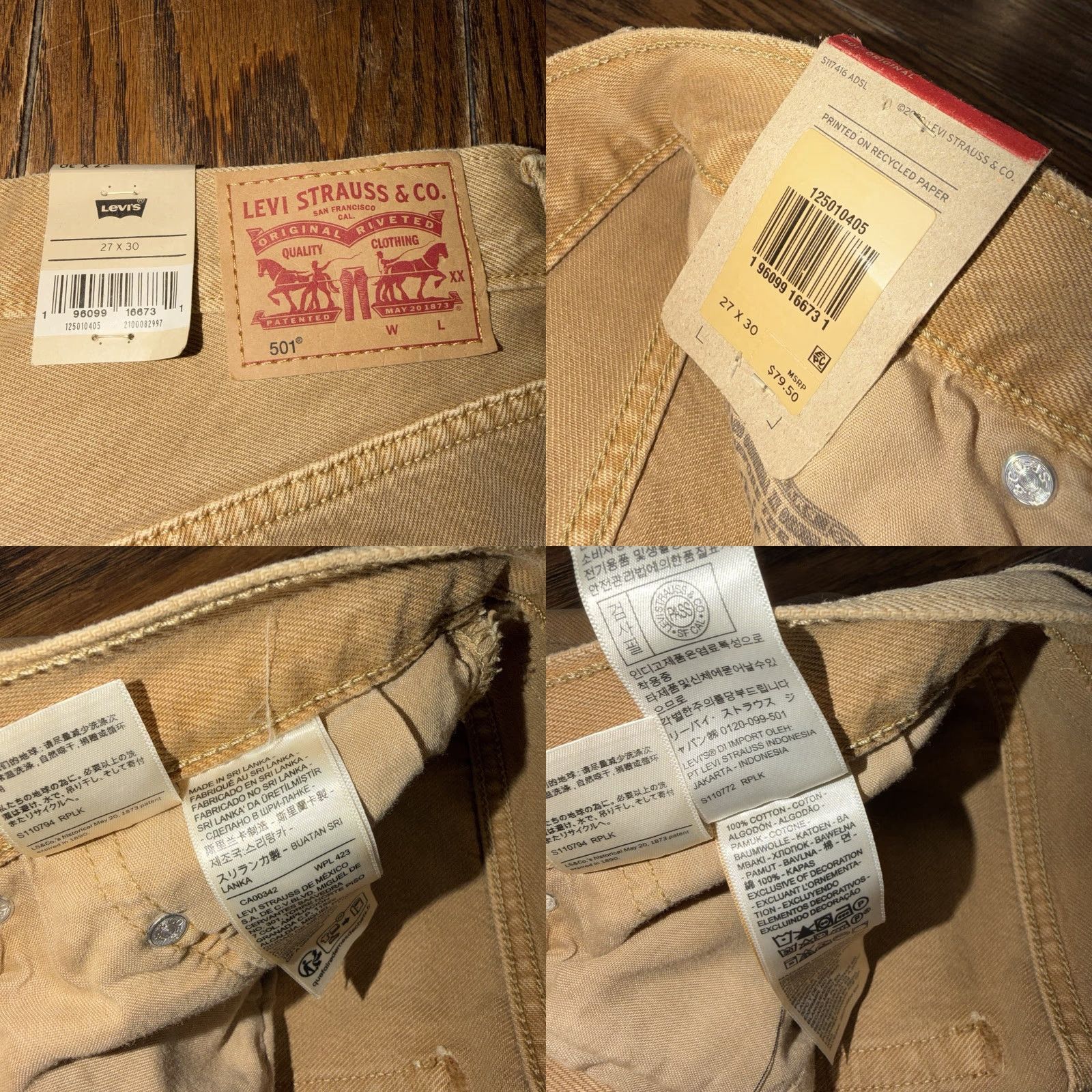 Levi's Levi's 501 Original Tan Button Fly Jeans Men’s 27X30 New with tags Size US 27 - 8 Thumbnail