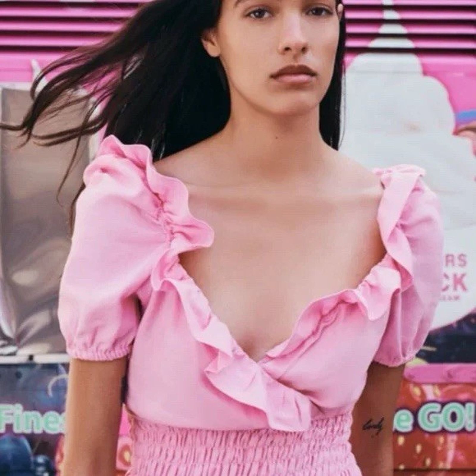 Zara ZARA Women’s Dress Size XS Pink Ruffle Puff Cute Preppy Size XS / US 0-2 / IT 36-38 - 4 Thumbnail
