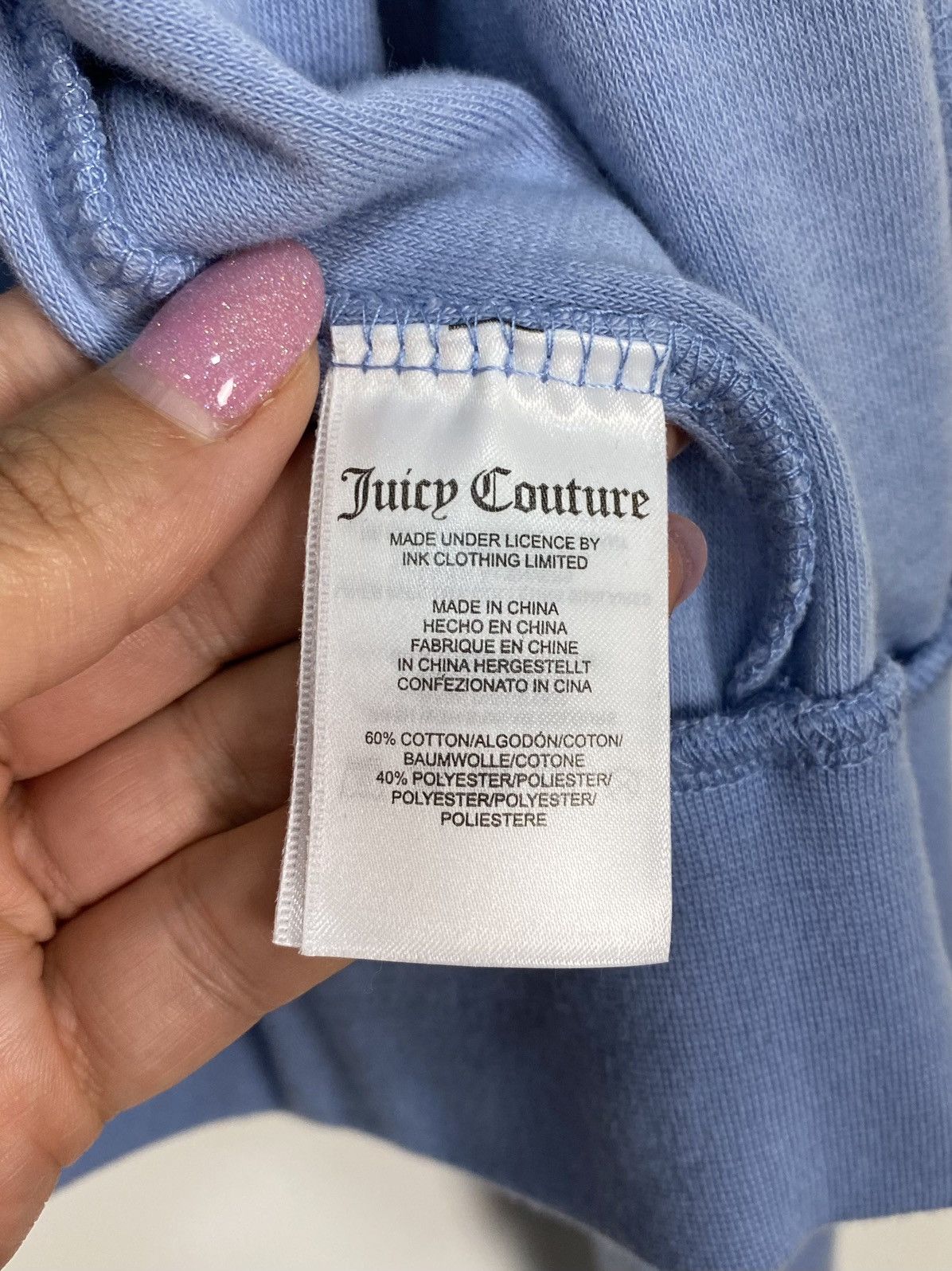 Juicy Couture Juicy Couture Women’s Full Zip Hoodie Long Sleeve Blue Top Size XXL / US 16-18 / IT 52-54 - 6 Thumbnail