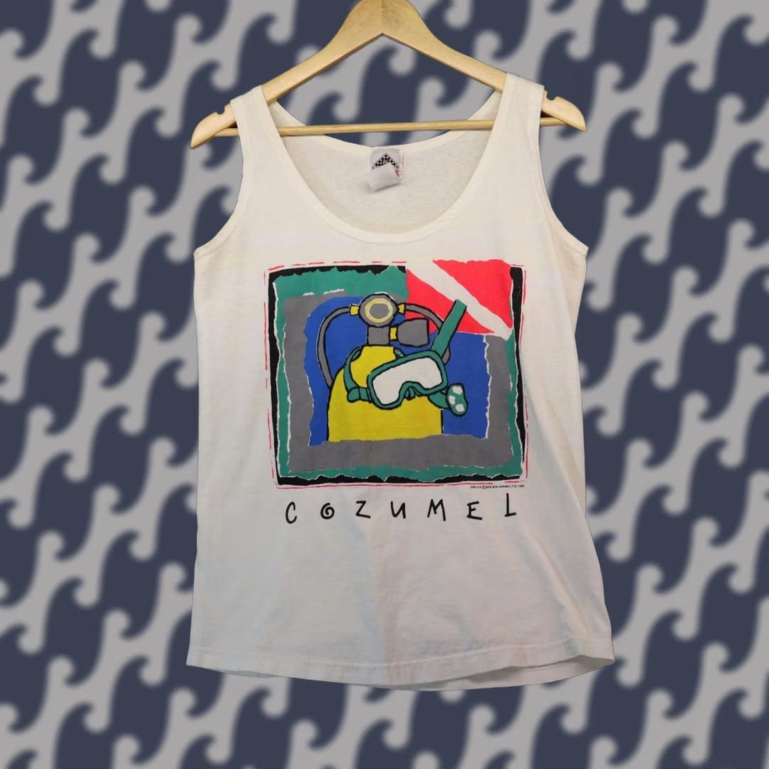 Vintage VINTAGE Bye Bye scuba diving Cozumel tank Men Medium Cotton 90s White Size US M / EU 48-50 / 2 - 1 Thumbnail
