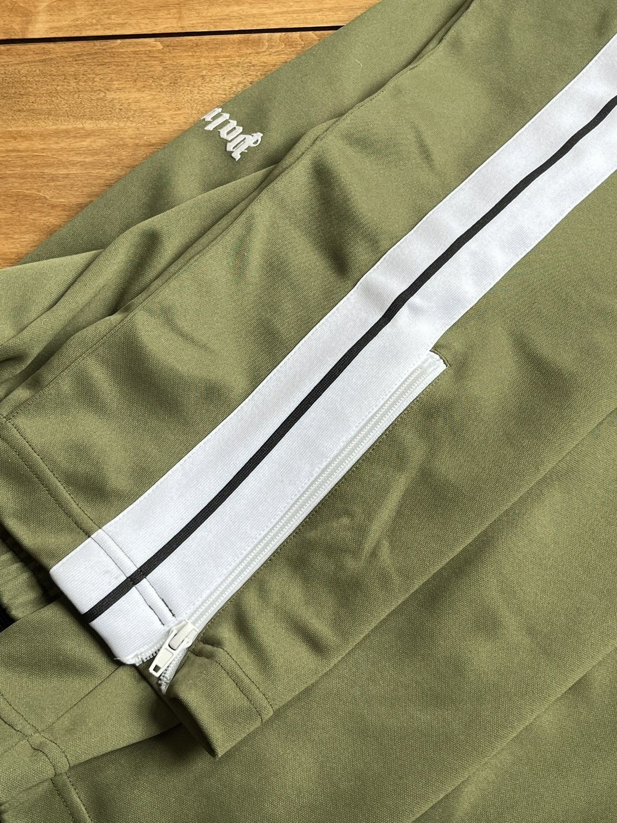Palm Angels Palm Angels Classic Track Pants Green Military / White Size US 34 / EU 50 - 4 Thumbnail