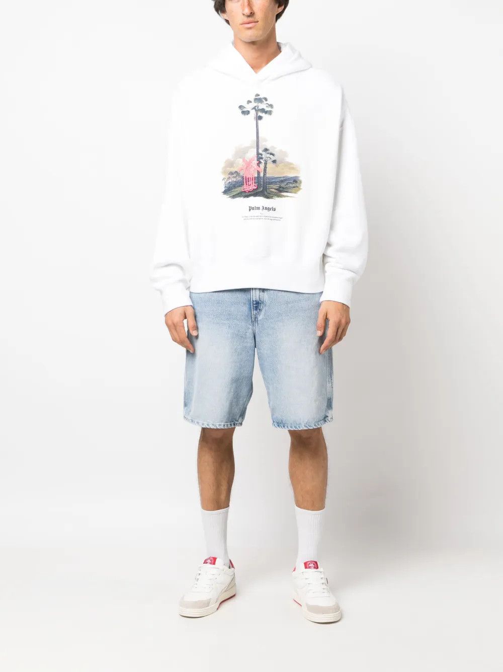 Palm Angels o1y0325 Logo Hoodie in White Size US XL / EU 56 / 4 - 5 Thumbnail