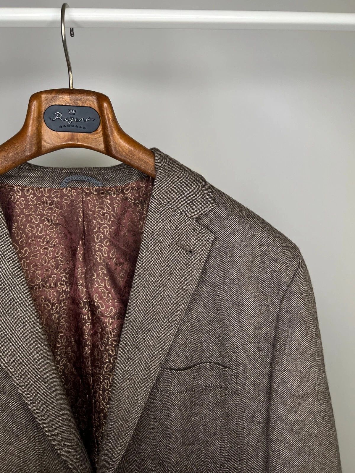 Other MARIO BARUTTI Wool Tweed Light Brown Men's Jacket Blazer Size 48R - 5 Thumbnail