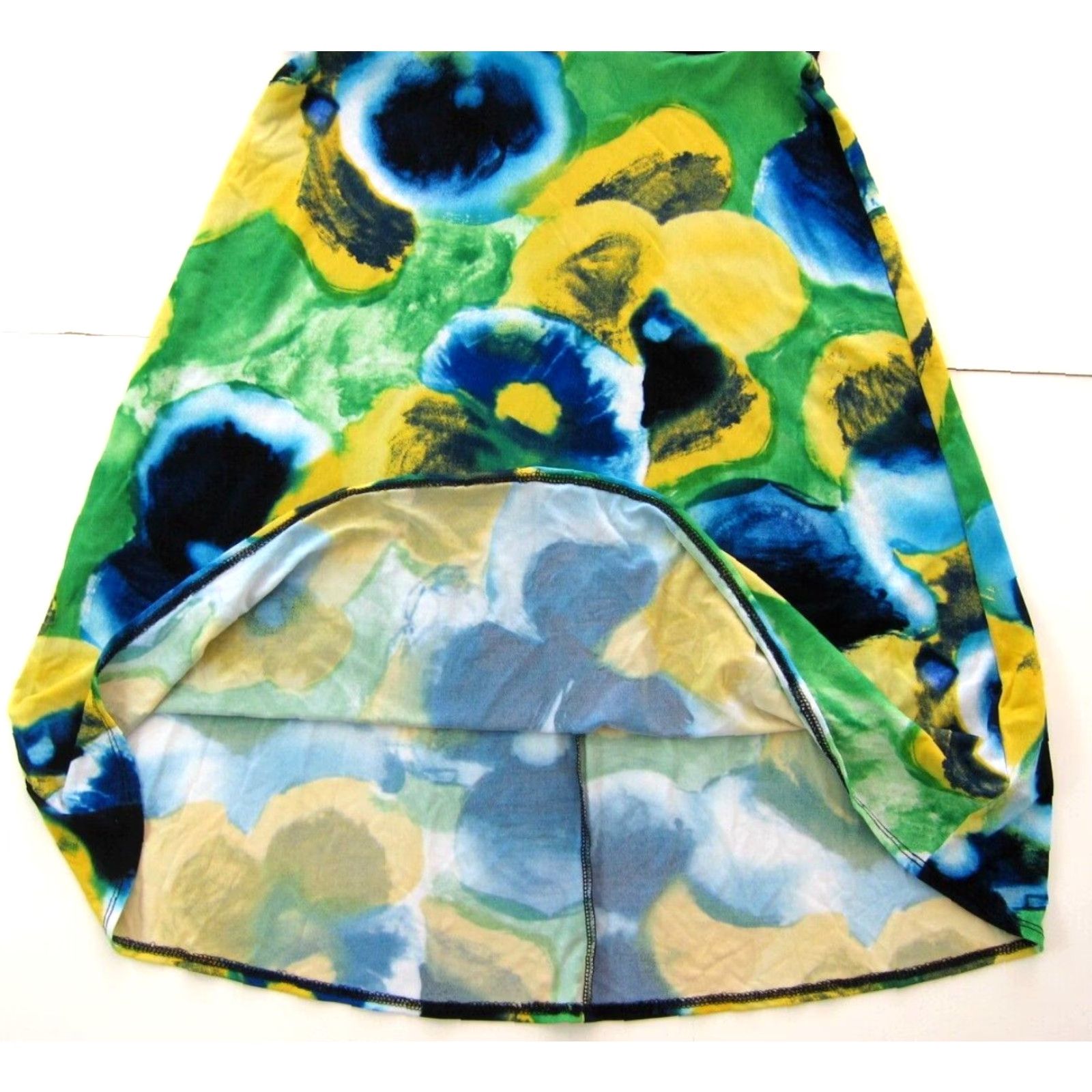 Vintage AB Studio Yellow Floral Stretch Short Sleeve Sheath Dress Small Women Size 28" / US 6 / IT 42 - 7 Thumbnail