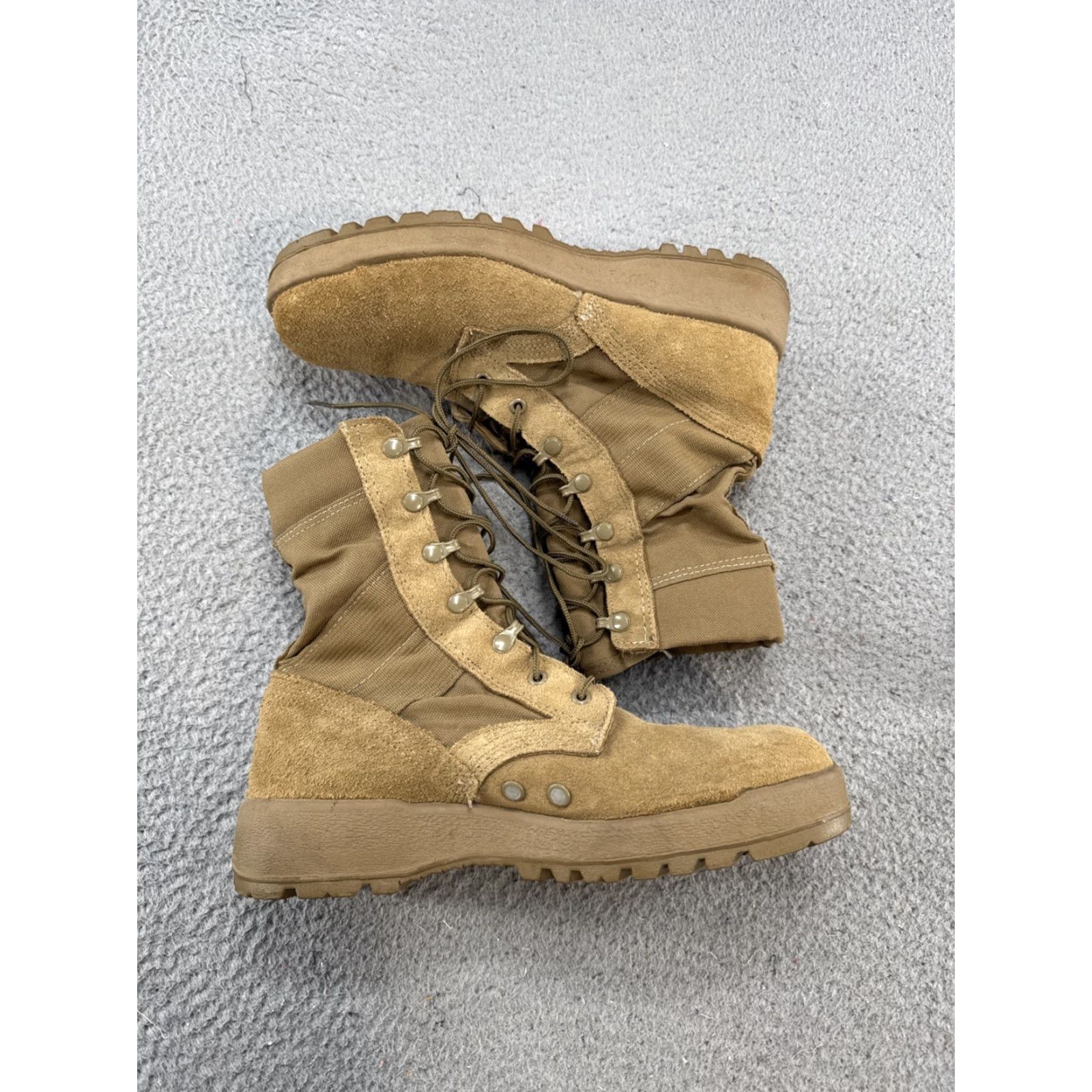 Vibram McRae Mens Boot Combat 9.5 Beige Leather Suede Nylon Vibram Sole Liner EUC Mens Size US 9.5 / EU 42-43 - 3 Thumbnail