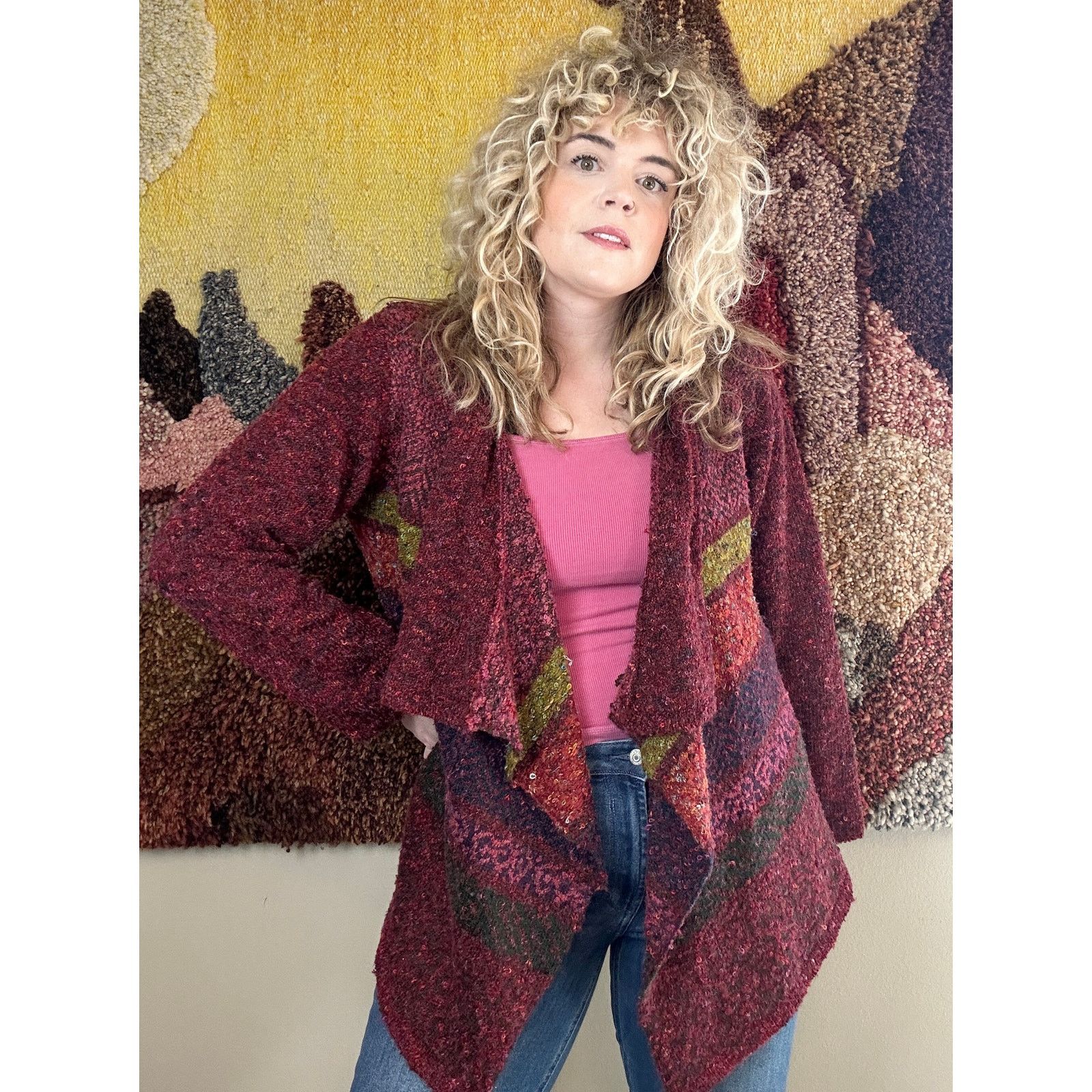 Coldwater Creek Y2K Coldwater Creek Chunky Boucle Open Cardigan Size L / US 10 / IT 46 - 1 Thumbnail