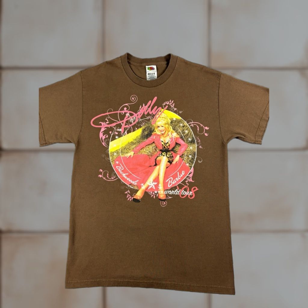 Fruit Of The Loom VINTAGE Dolly Parton Shirt Womens Medium Brown Short Sleeve Dollywood Music Y2K Size M / US 6-8 / IT 42-44 - 1 Thumbnail