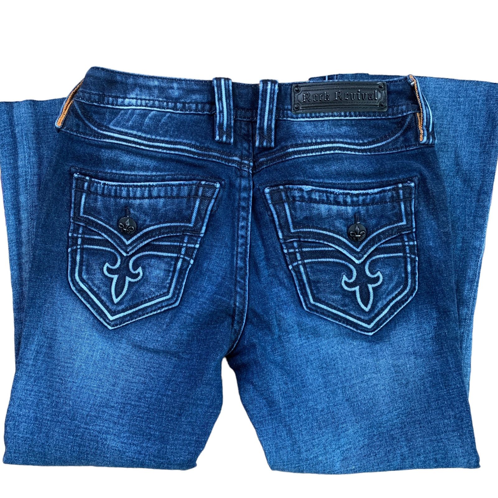 Rock Revival Rock Revival Luz Mid-Rise Flair Cropped Raw Hem Jeans 28 Size 28" / US 6 / IT 42 - 4 Thumbnail