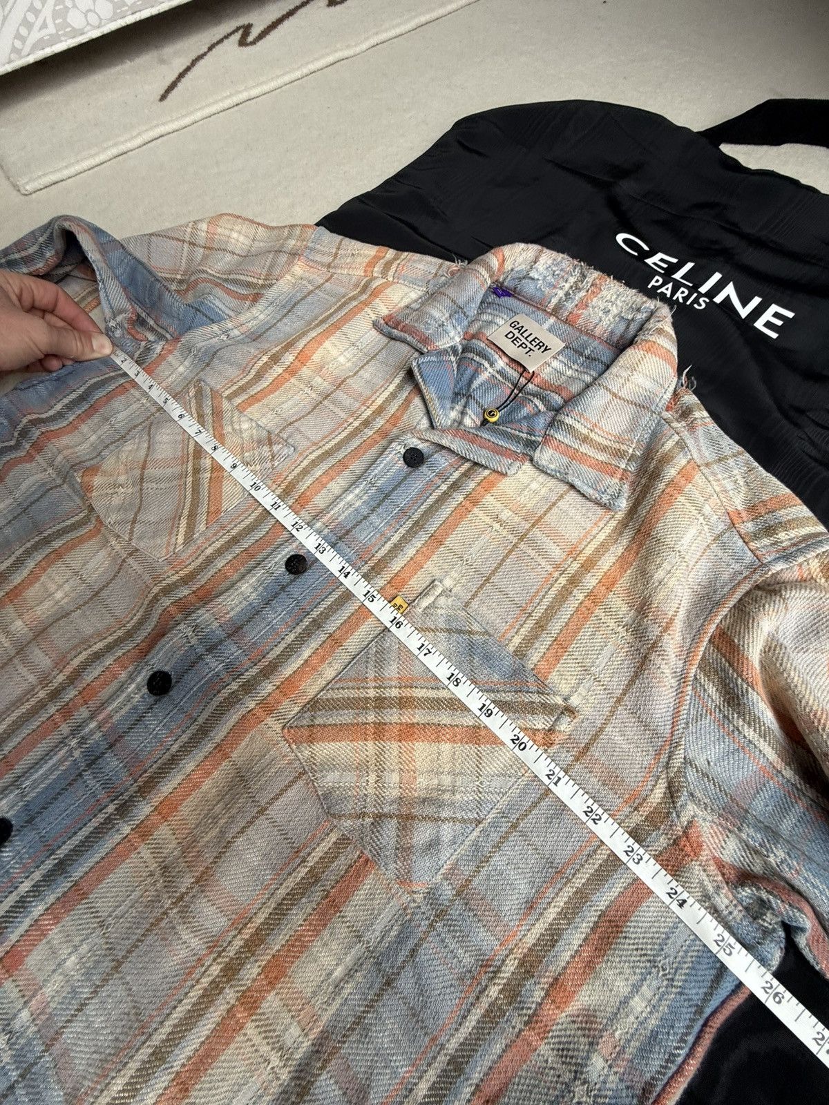 Gallery Dept. Gallery Dept Marley Distressed Checked Cotton-Flannel Shirt Size US XL / EU 56 / 4 - 4 Thumbnail