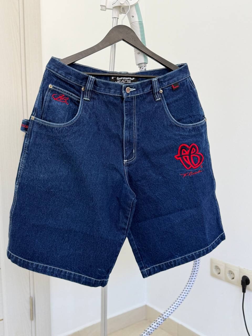 Fubu Vintage Y2K FUBU Baggy Blue Denim Shorts JNCO Style Size US 32 / EU 48 - 3 Thumbnail