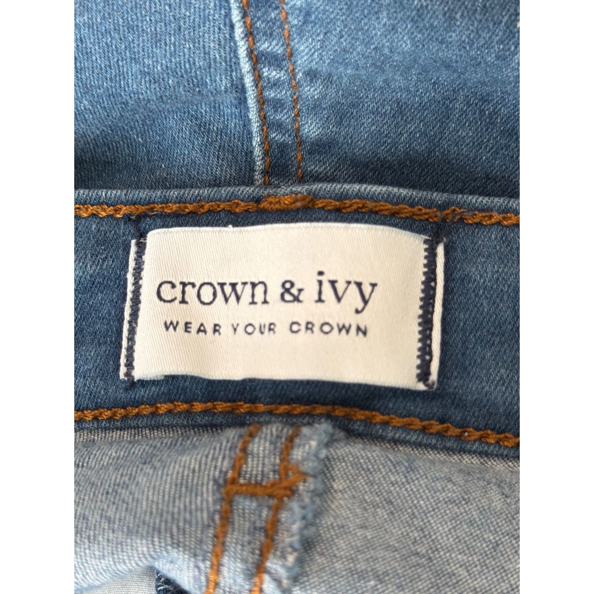 Other Crown & Ivy High Rise Skinny Crop Jeans Blue Denim Raw Hem S Size 34" / US 12 / IT 48 - 5 Thumbnail