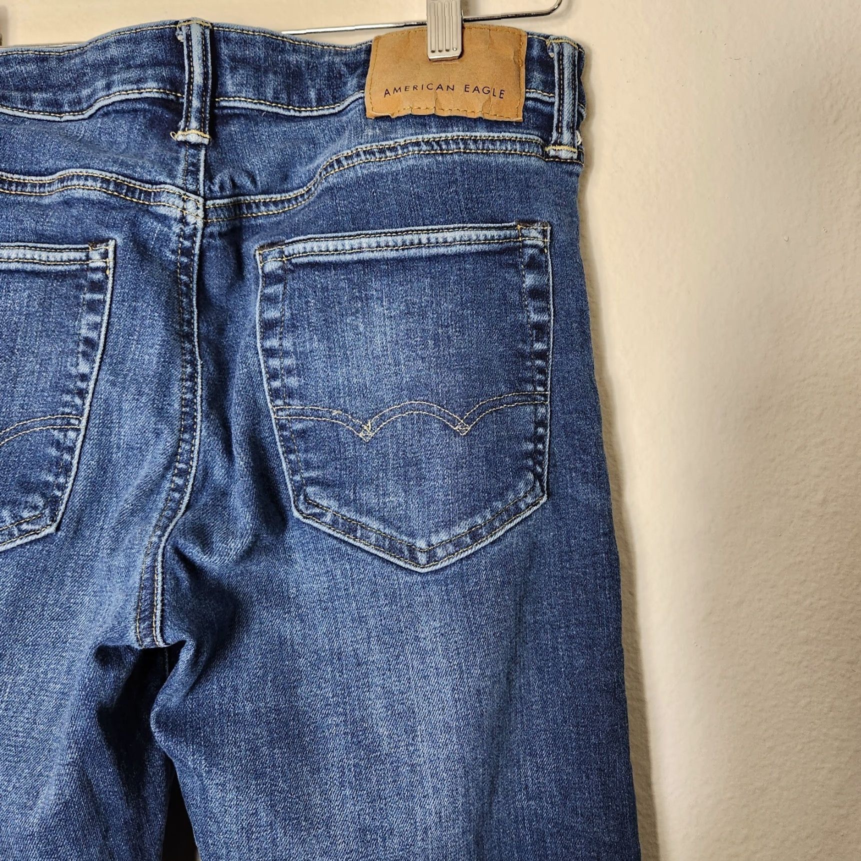American Eagle Outfitters American Eagle Outfitters Jeans Mens Slim Straight Airflex+ 30x32 Blue Denim Cotton Blend Zip Dark Wash 30 Regular Inseam 32 Size US 30 / EU 46 - 6 Thumbnail