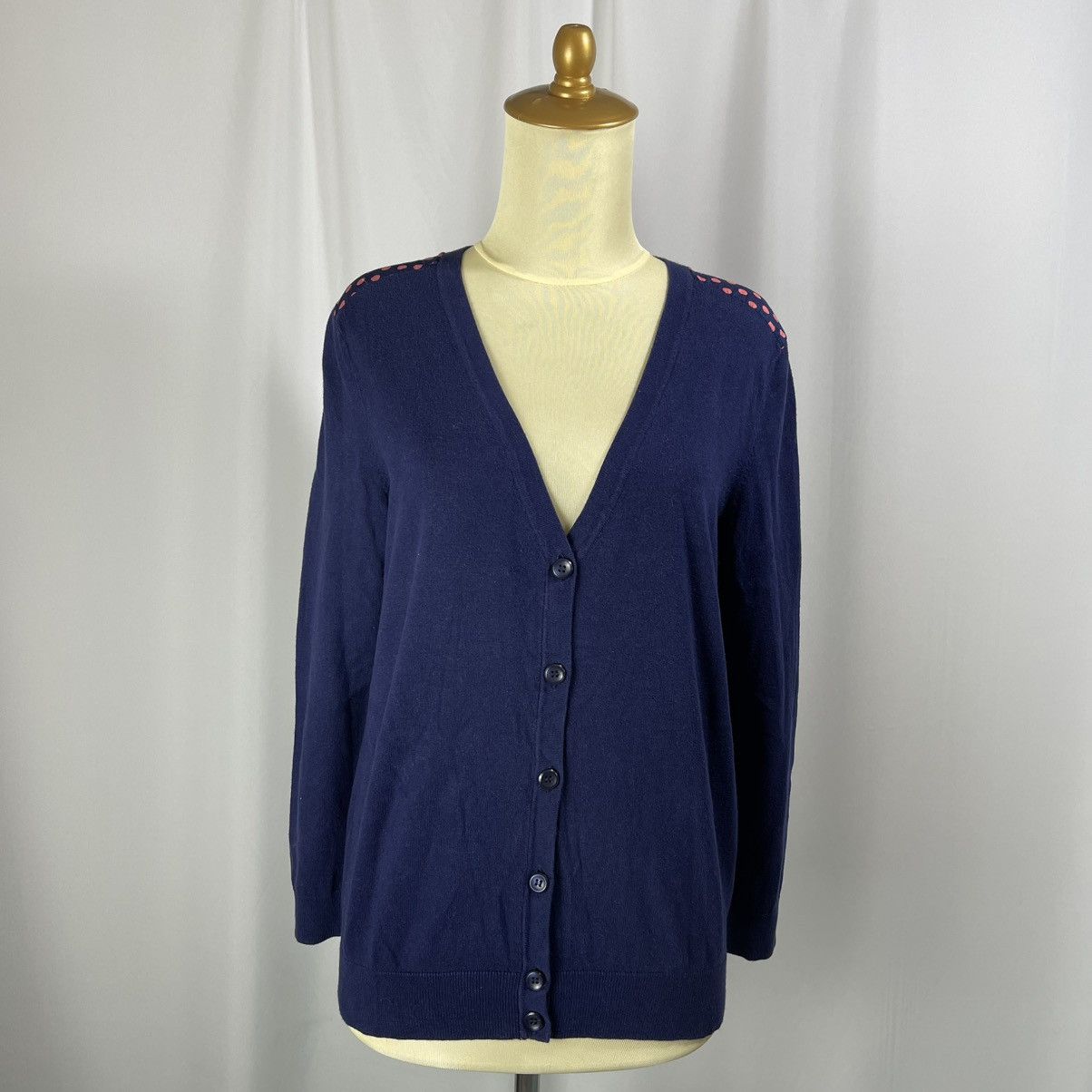 Hang Ten Hangten Navy Blue Cardigan with Polka Dot Back Size M / US 6-8 / IT 42-44 - 3 Thumbnail