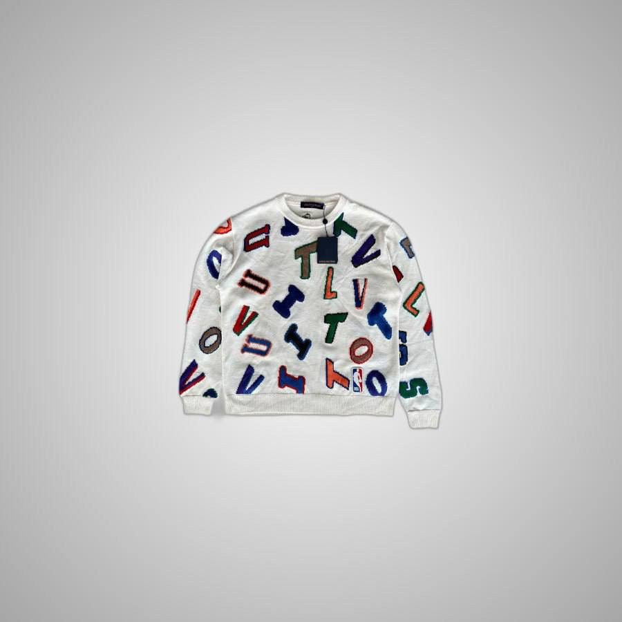Louis Vuitton LOUIS VUITTON NBA WHITE MULTICOLOR LETTER WOOL SWEATER Size US XL / EU 56 / 4 - 1 Thumbnail
