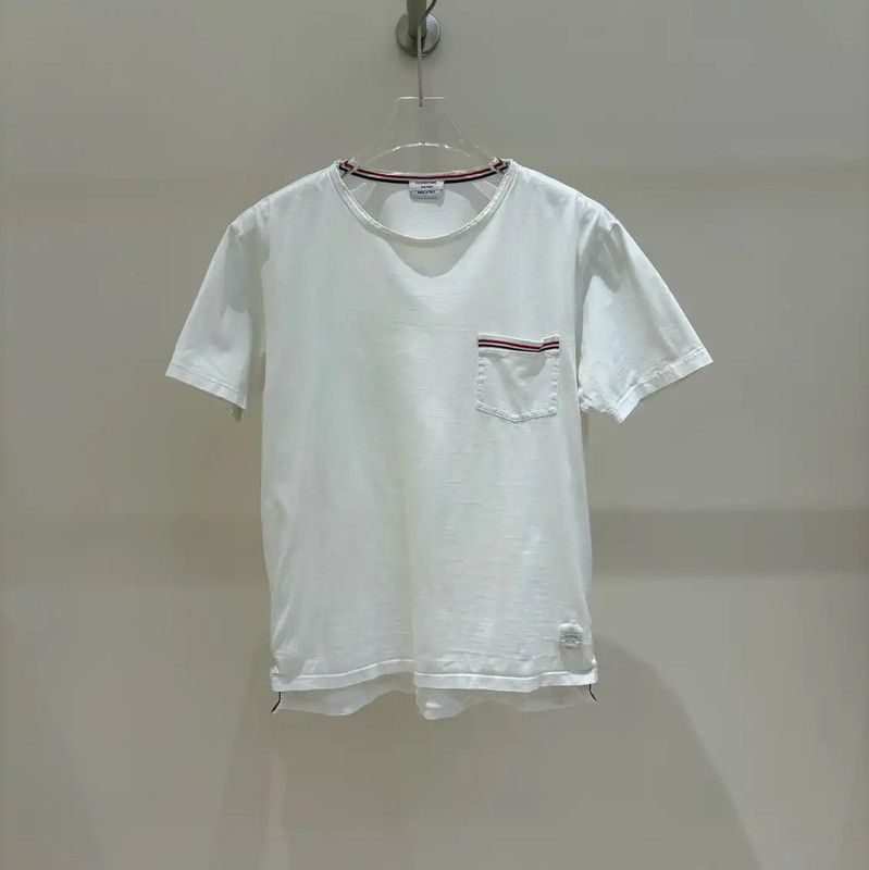 Thom Browne Thom Browne White Striped Short Sleeve T-Shirt 0089 Size US L / EU 52-54 / 3 - 1 Thumbnail