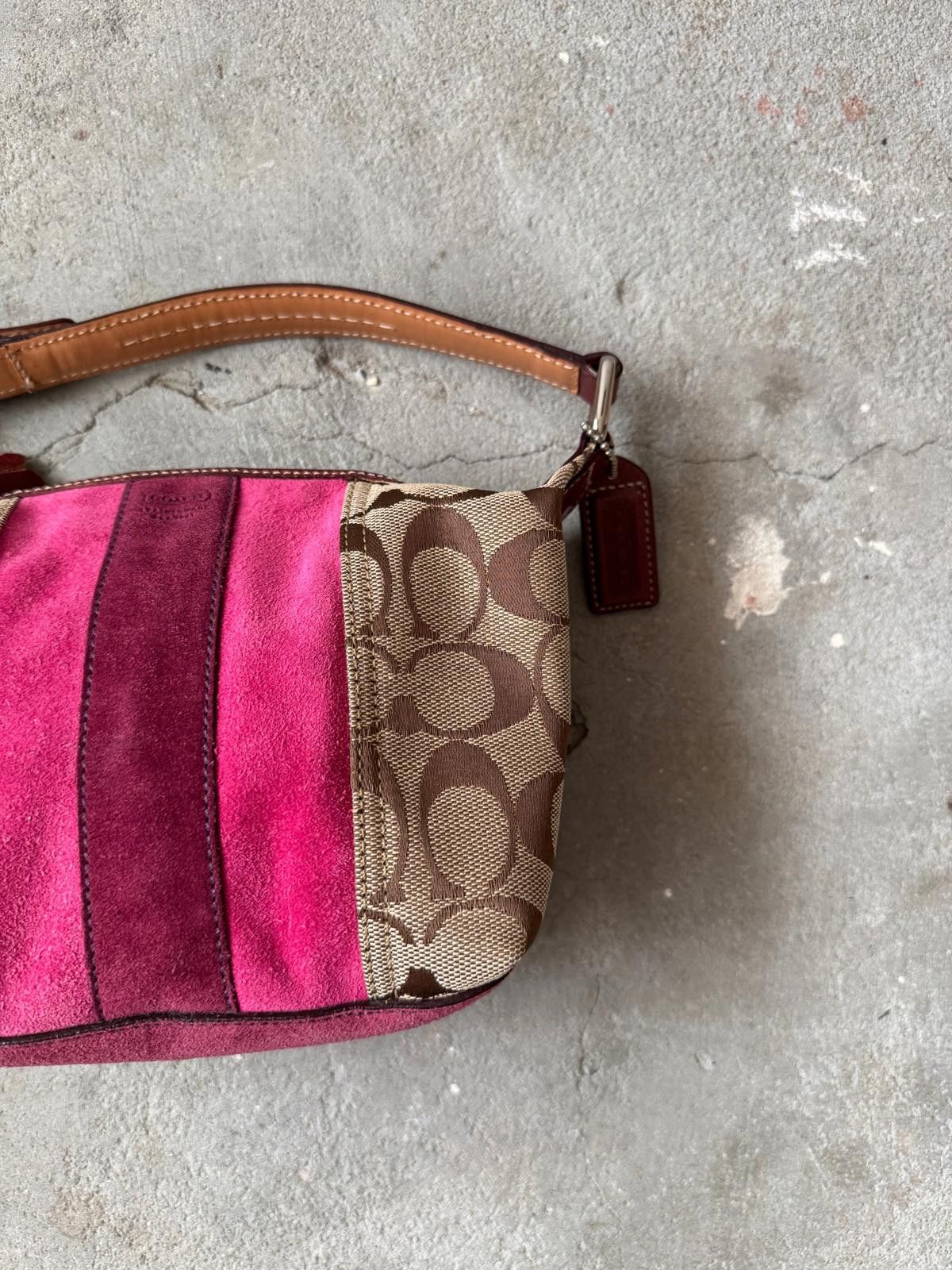 Coach Coach Signature Mini Hobo Striped Suede Shoulder Bag Size ONE SIZE - 3 Thumbnail