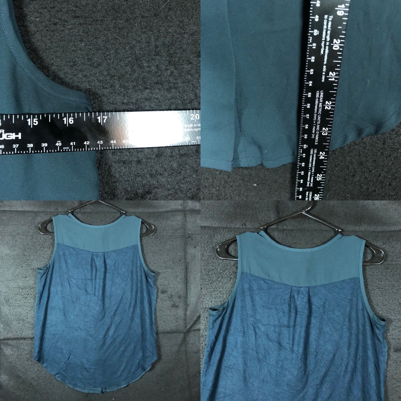 Loft LOFT Womens Blouse Dark Teal Sleeveless Button Down Crew Neck Lightweight XS Size XS / US 0-2 / IT 36-38 - 8 Thumbnail