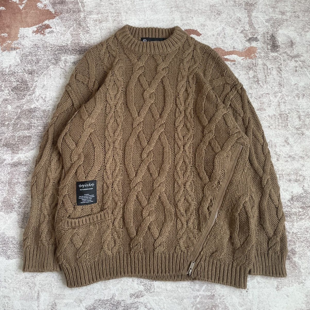 Image of Gu x Undercover Zipper Knit Sweater in Brown, Men's (Size Small)