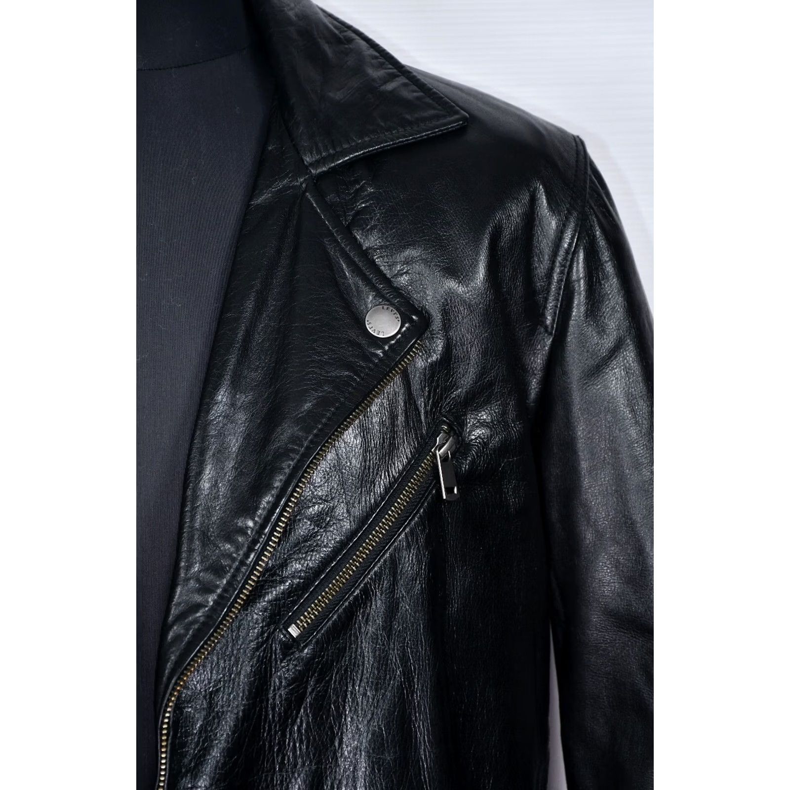 Levi's Levi's Black Biker Real Leather Jacket Mens L Size US L / EU 52-54 / 3 - 3 Thumbnail