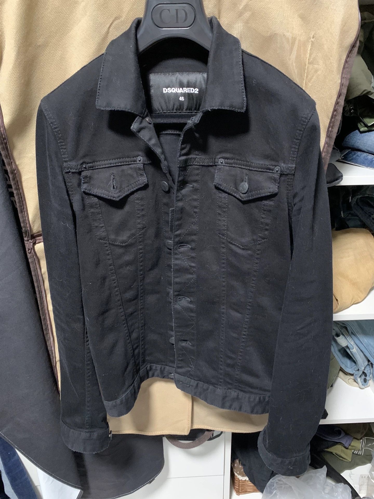 Dsquared2 Black Denim Jacket with Button Closure and Pockets Size US S / EU 44-46 / 1 - 1 Thumbnail