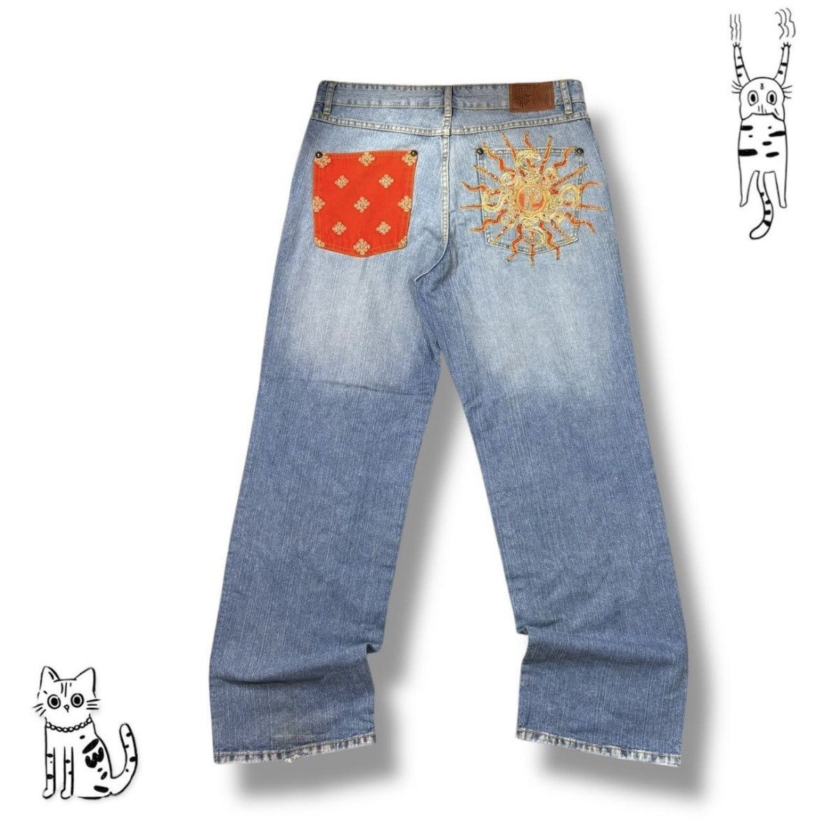 Pelle Pelle Pelle pelle jeans orange and blue embroidered jeans Y2K Size US 38 / EU 54 - 1 Thumbnail
