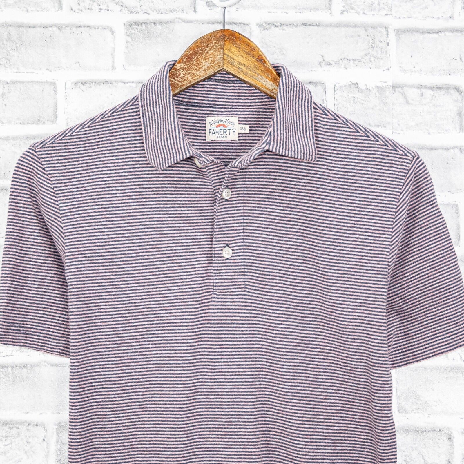 Faherty FAHERTY Men's Short Sleeve Polo Shirt Purple Blue Striped Size US XS / EU 42 / 0 - 5 Thumbnail