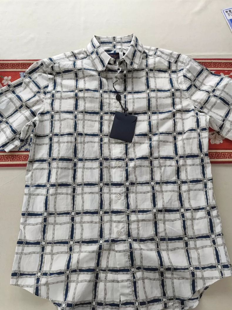 Louis Vuitton Louis Vuitton Blue-grey chain stripe on white background s Size US M / EU 48-50 / 2 - 1 Thumbnail