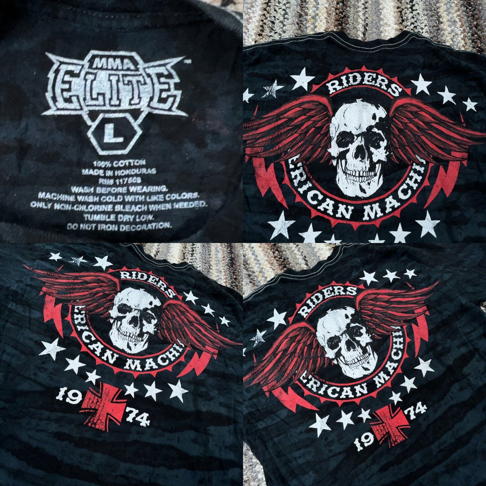 Vintage MMA Elite Shirt Men Large Black Y2K Tee American Machines Skull MMA Faded Wings Shirt Size US L / EU 52-54 / 3 - 8 Thumbnail