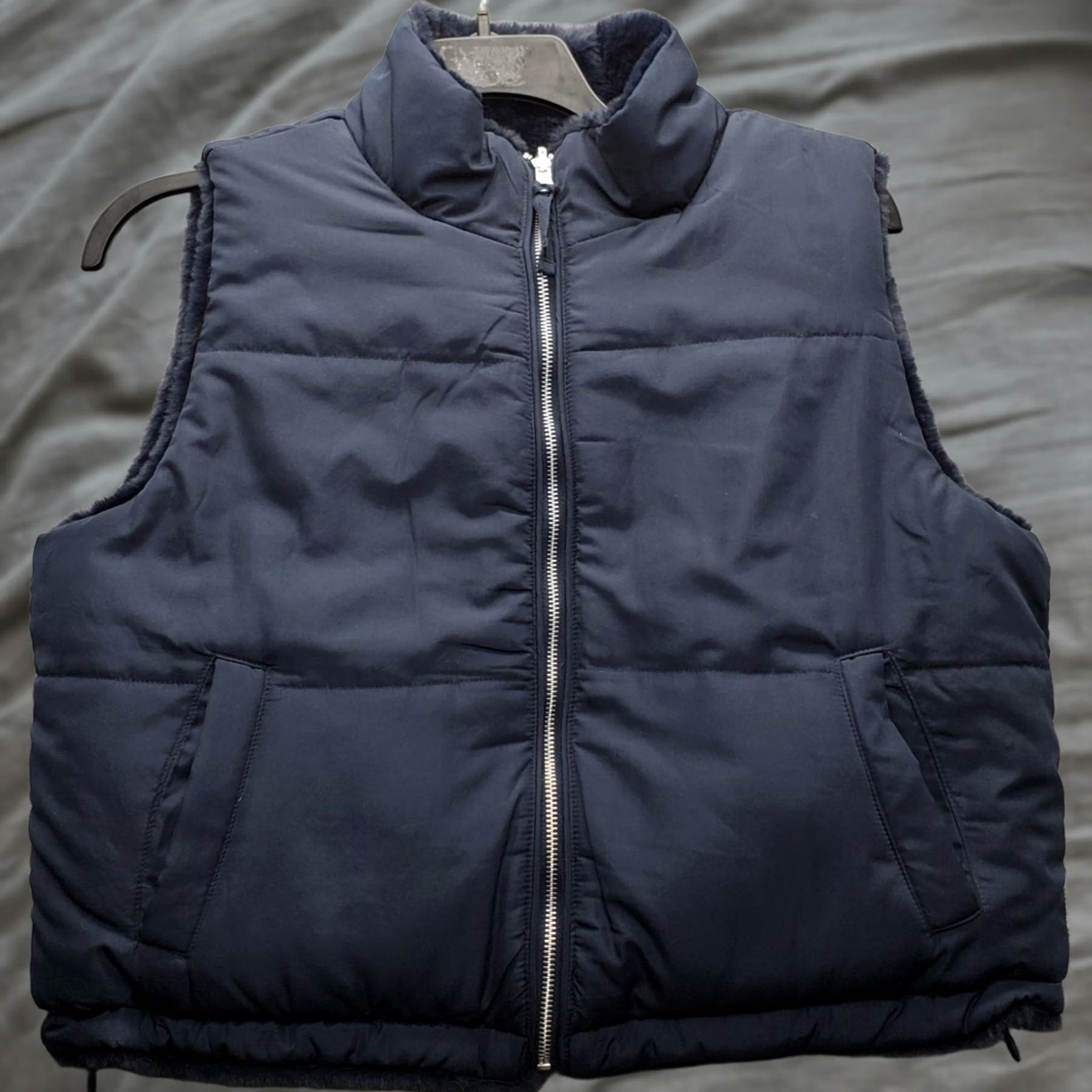 Vintage Sincerely Jules Reversible Puffer Vest Womens Size L Navy Quilted Zip Up Size L / US 10 / IT 46 - 1 Thumbnail