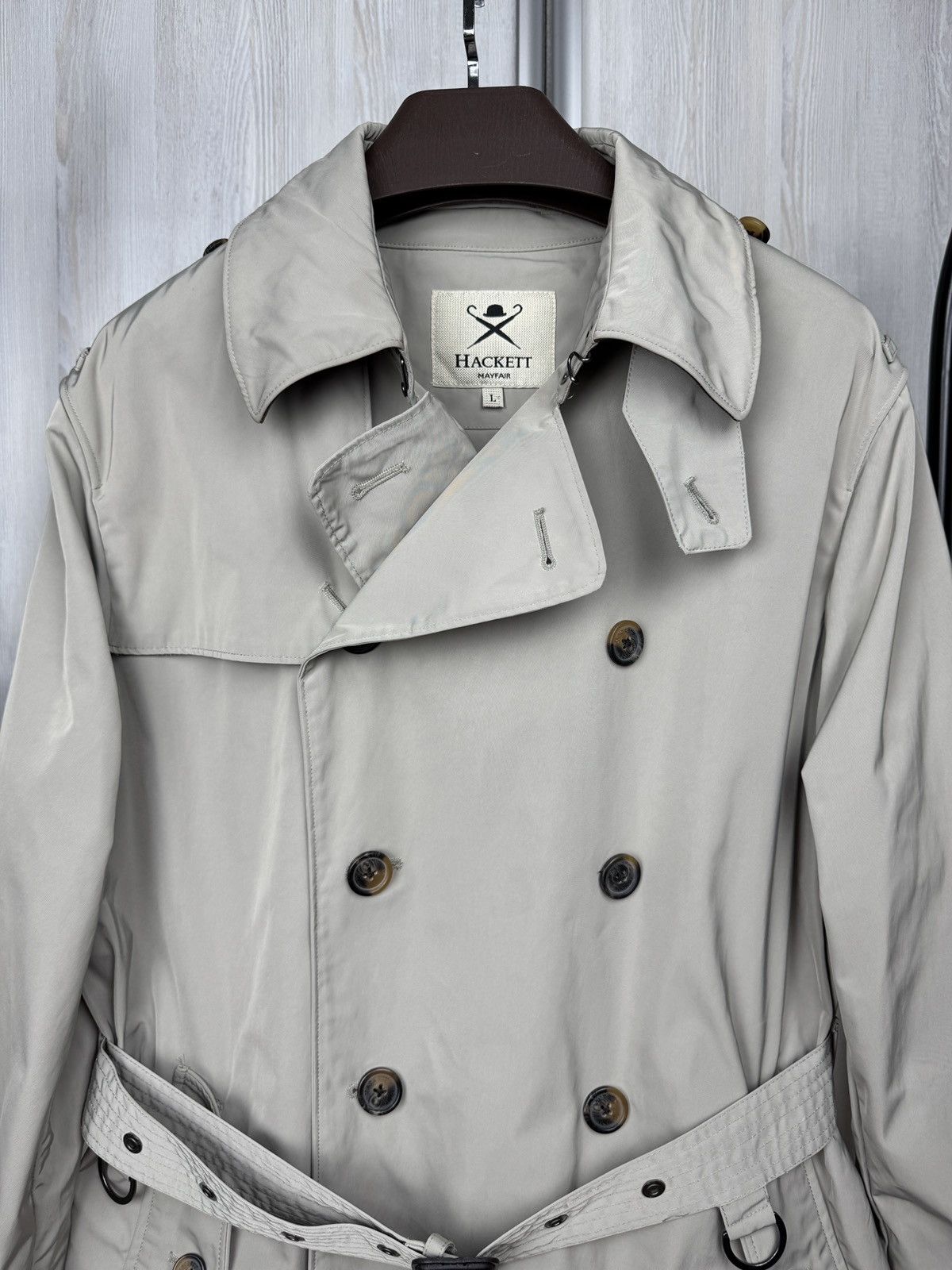 Hackett Hackett Mayfair Falkirk Double-Breasted belted trench coat Size US L / EU 52-54 / 3 - 3 Thumbnail