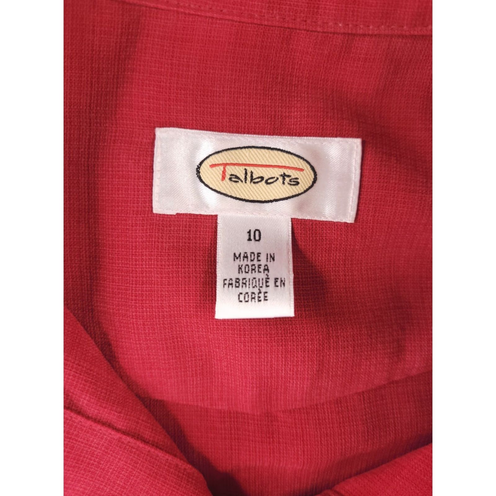 Talbots Talbots Dress Womens 10 Red Long Shirt Button Up Rayon Calf-Ankle Polynosic Pattern Solid Vintage No Size L / US 10 / IT 46 - 3 Thumbnail