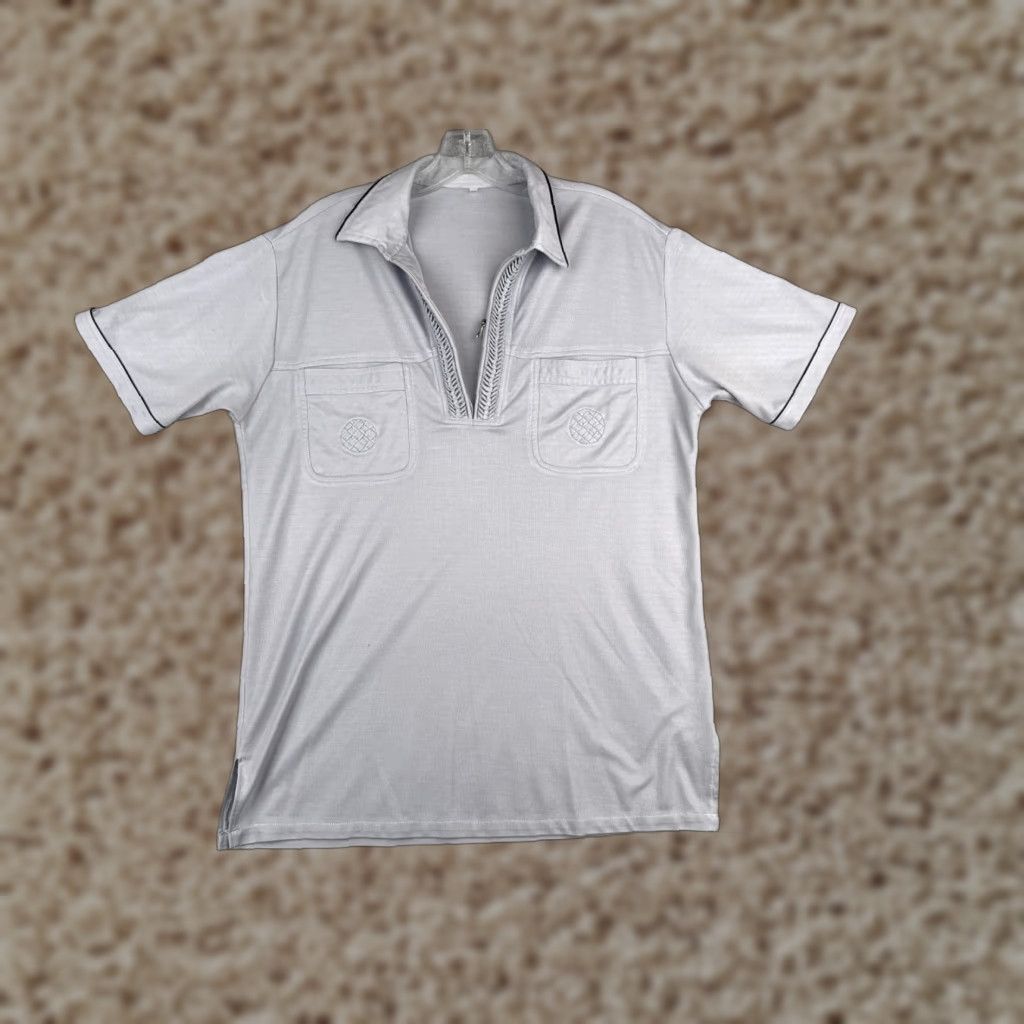 Ralph Lauren VINTAGE Ralph Lauren Polo Shirt Mens Small Gray 1/4 Zip 2 Pockets Short Sleeve Polyester Cotton Read Size US S / EU 44-46 / 1 - 1 Thumbnail