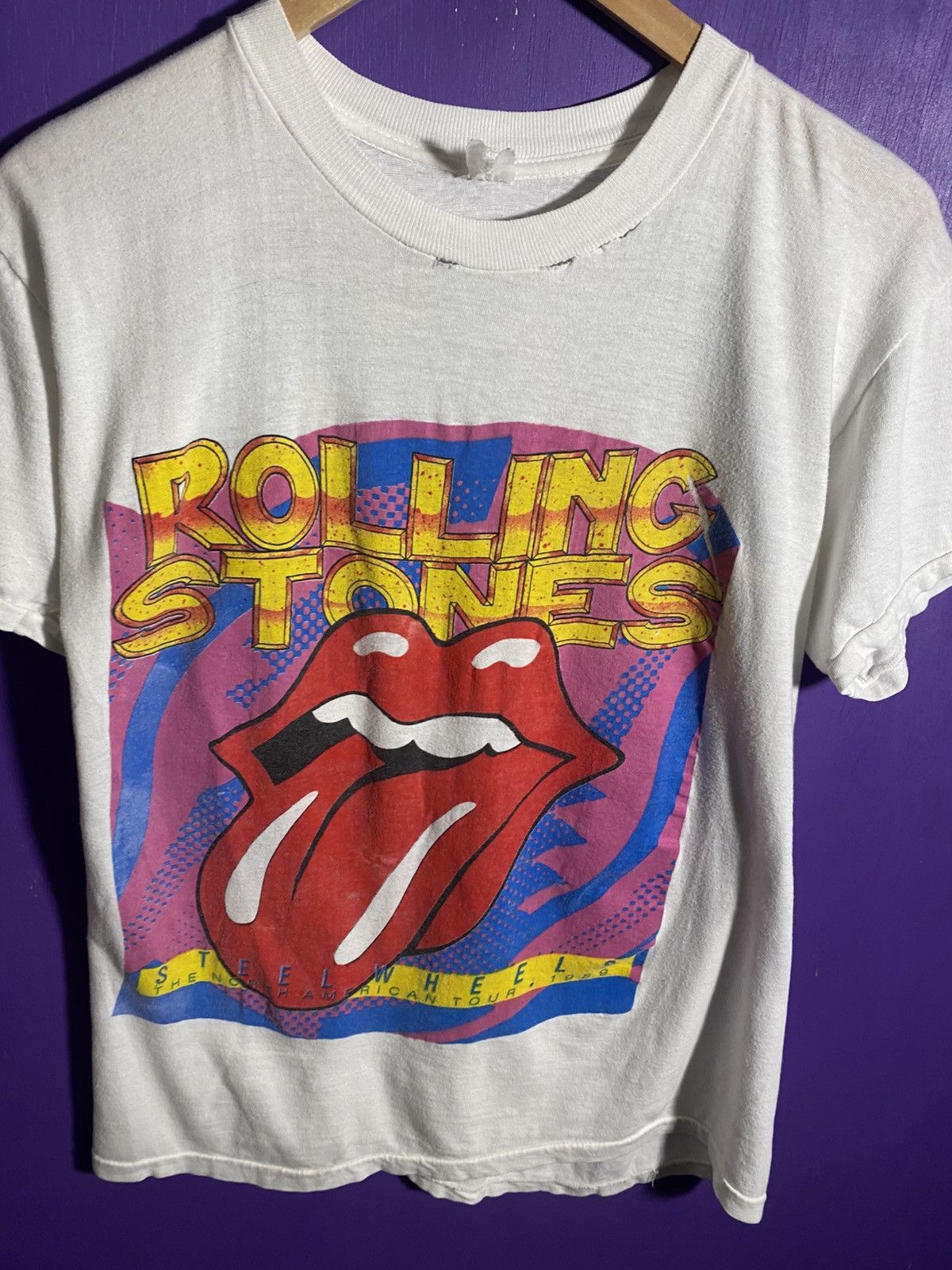 Vintage Vintage 1989 Rolling Stones steel wheels tour tee Size US M / EU 48-50 / 2 - 3 Thumbnail