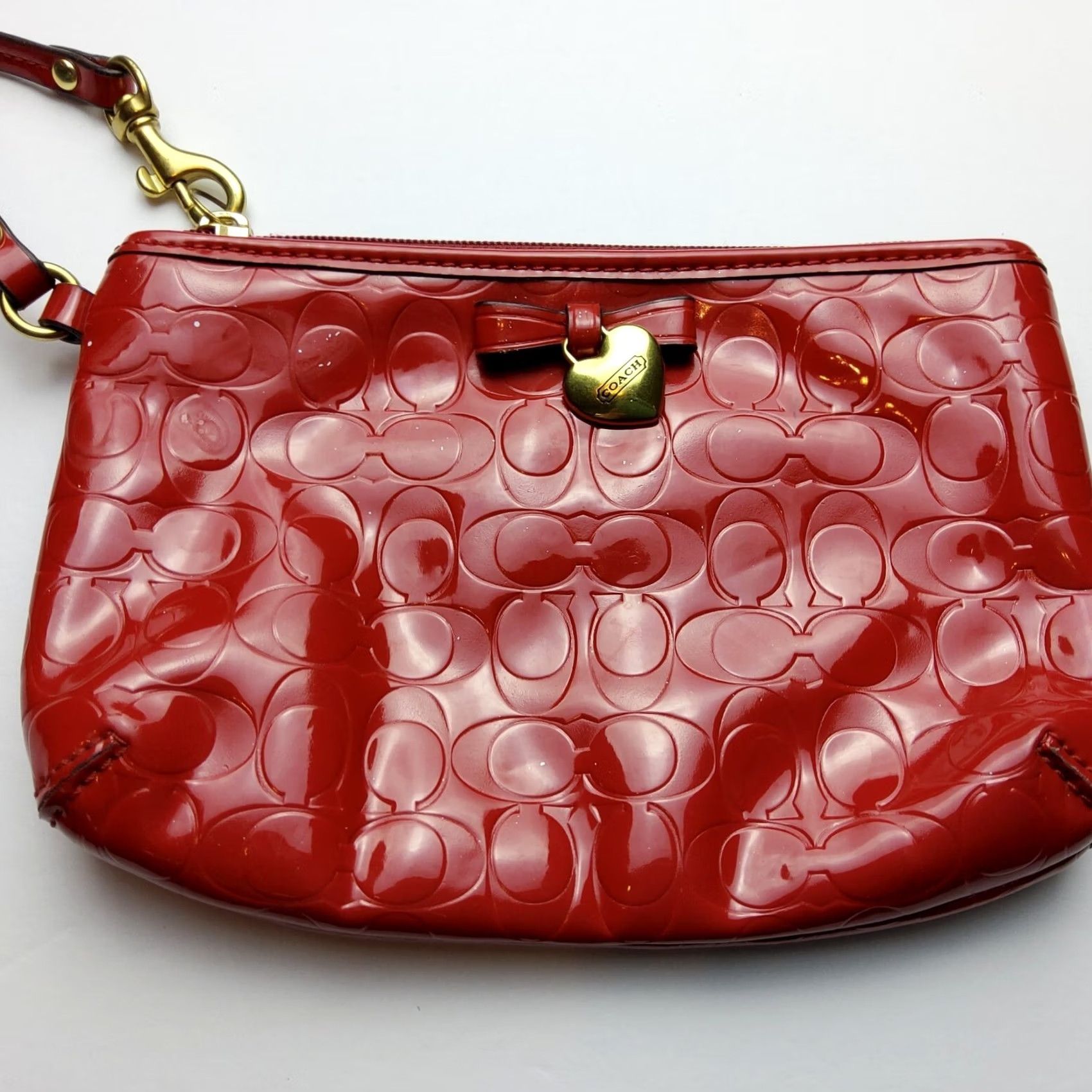 Coach Coach Signature Patent Leather Heart Wristlet Pouch Wallet Clutch Size ONE SIZE - 3 Thumbnail