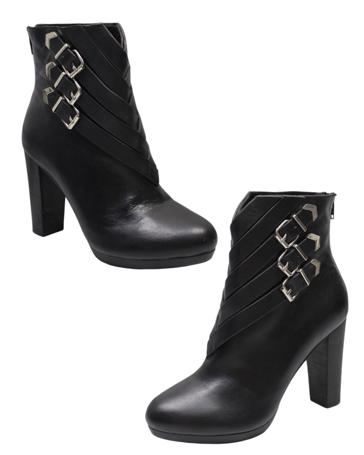 Japanese Brand 2000S NANA STORE BLACK LEATHER ANKLE BOOTS WITH BUCKLE STRAP Size US 8 / IT 38 - 2 Thumbnail