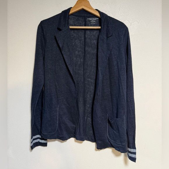 MAJESTIC FILATURES Majestic Filatures Navy Linen Knit Open Blazer Size 2 Size S / US 4 / IT 40 - 2 Thumbnail