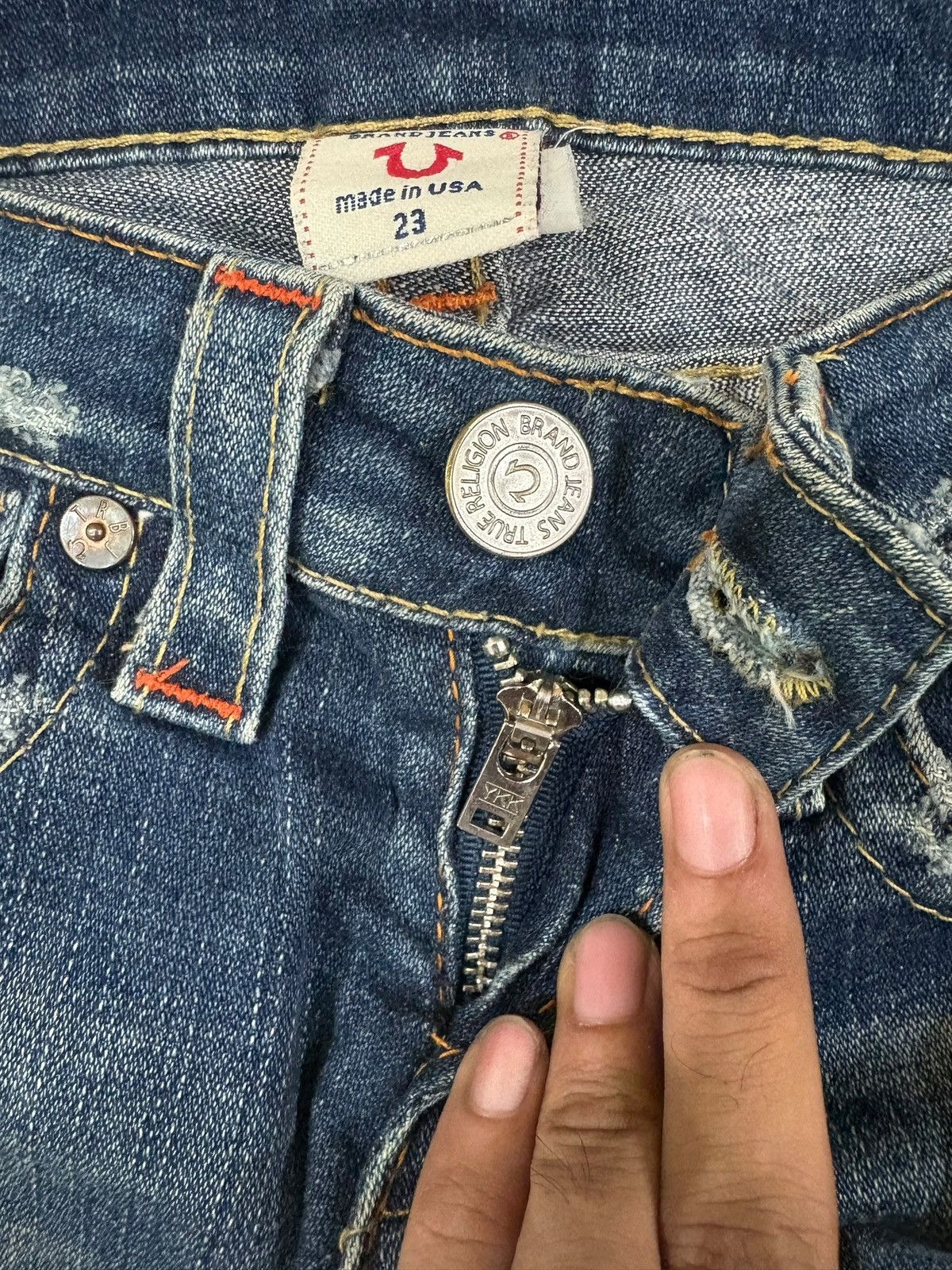 True Religion Vintage True Religion Joey Distressed Flare Blue Jeans Size 27" / US 4 / IT 40 - 3 Thumbnail