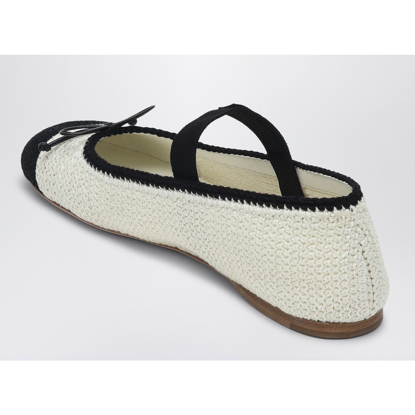 Miu Miu Miu Miu Crochet Knit Black White Bicolor Logo Strap Ballet Size US 11.5 / IT 41.5 - 15 Thumbnail