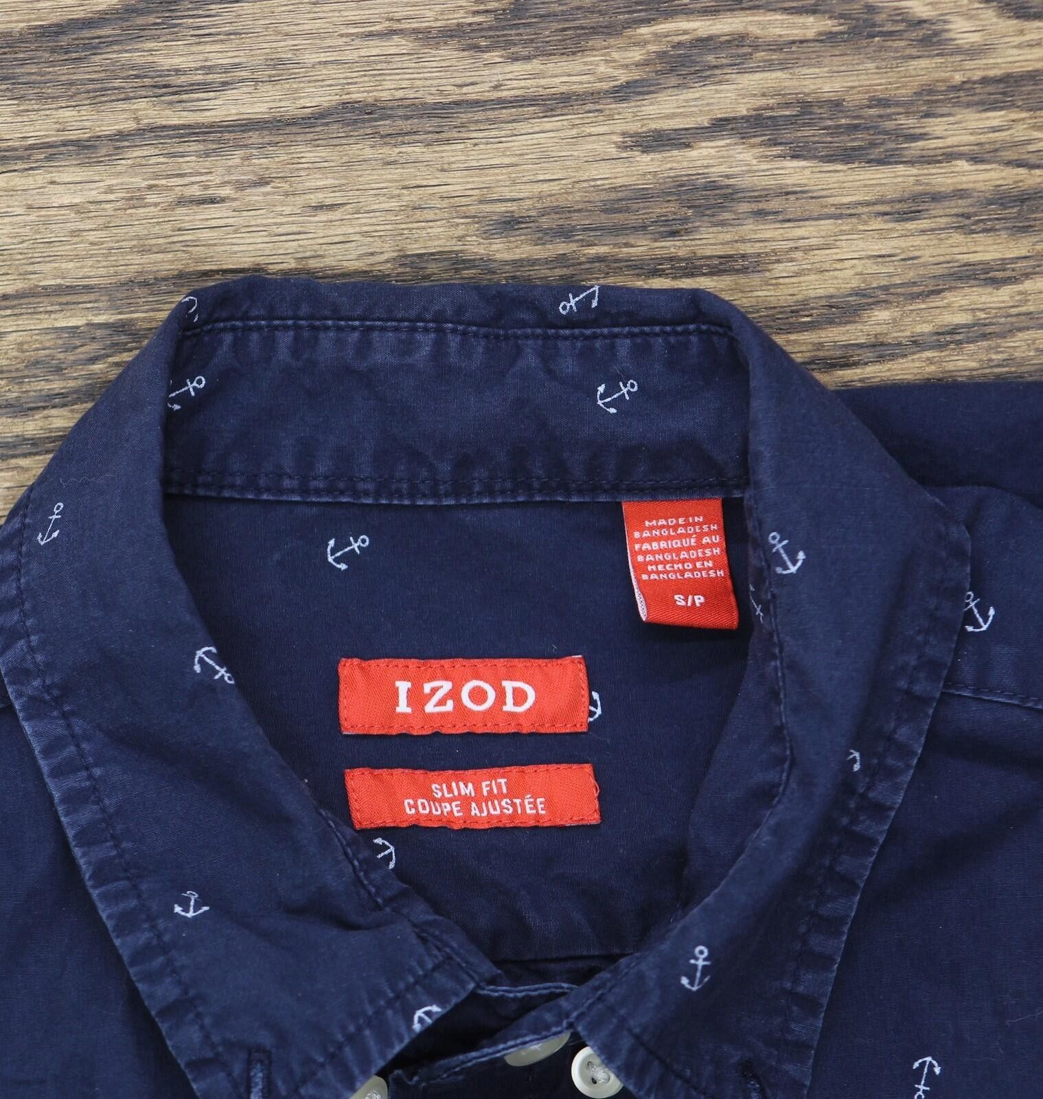 Izod Izod Nautical Slim Fit Long Sleeve Dress Shirt Navy Blue S Size US S / EU 44-46 / 1 - 3 Thumbnail