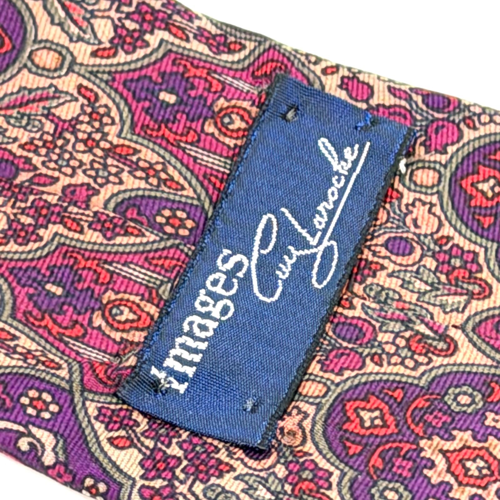 Guy Laroche Vintage 90s Purple Gold 100% Silk Floral Extra Long Necktie Size ONE SIZE - 4 Thumbnail