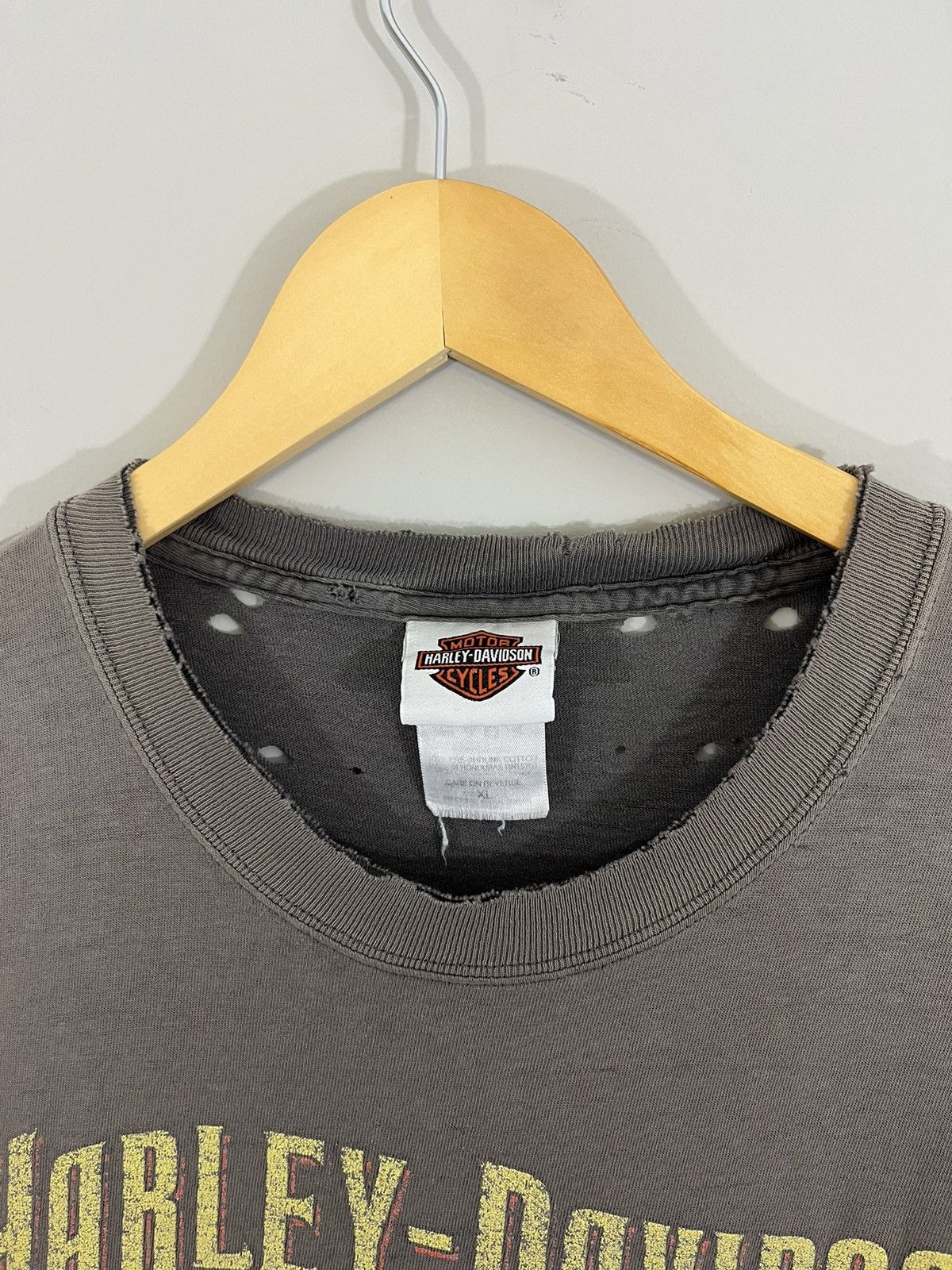 Harley Davidson Thrashed Sun Faded Distressed Y2K KANSAS Tee Size US XL / EU 56 / 4 - 6 Thumbnail