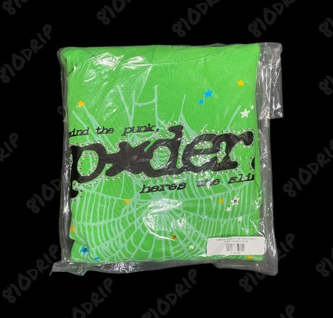 Sp5der Sp5der Punk V2 Rhinestone Hoodie Slime Green (XL) Size US XL / EU 56 / 4 - 3 Thumbnail