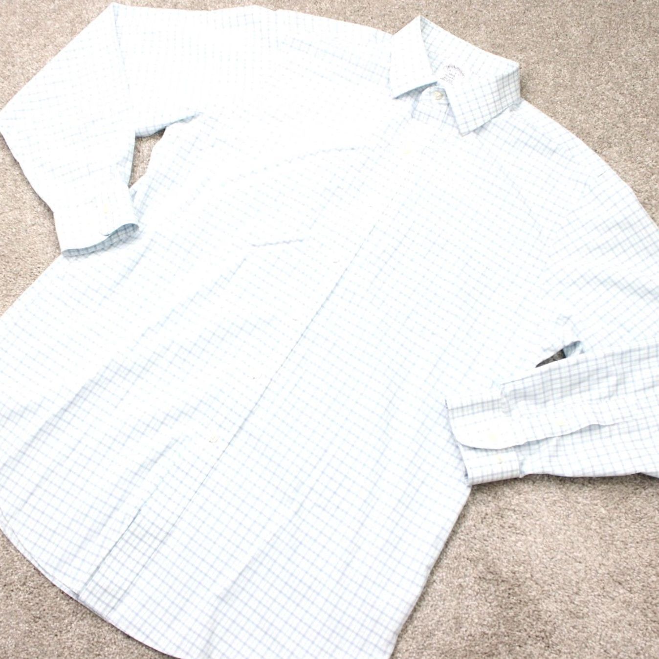 Brooks Brothers Brooks Brothers Shirt Mens 16 1/2 4/5 Blue White Regent Fit Non-Iron Cotton L/S Dress Shirt Mens Regular Blue White Pattern Check Classic 90s? Size US XL / EU 56 / 4 - 4 Thumbnail