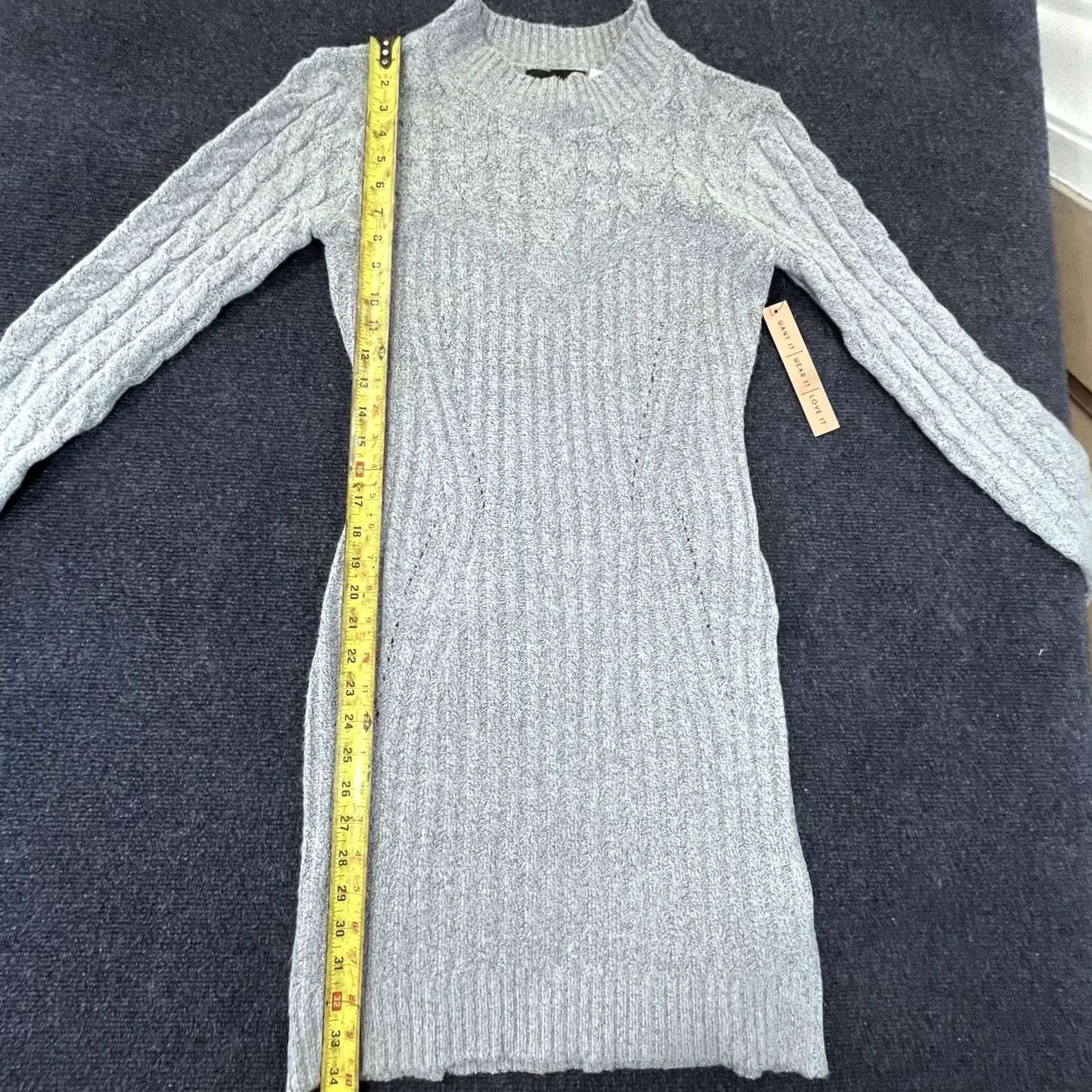 Almost Famous Almost Famous Sweater Dress Womens Large Light Grey Heather Cable Knit Pullover Size L / US 10 / IT 46 - 4 Thumbnail